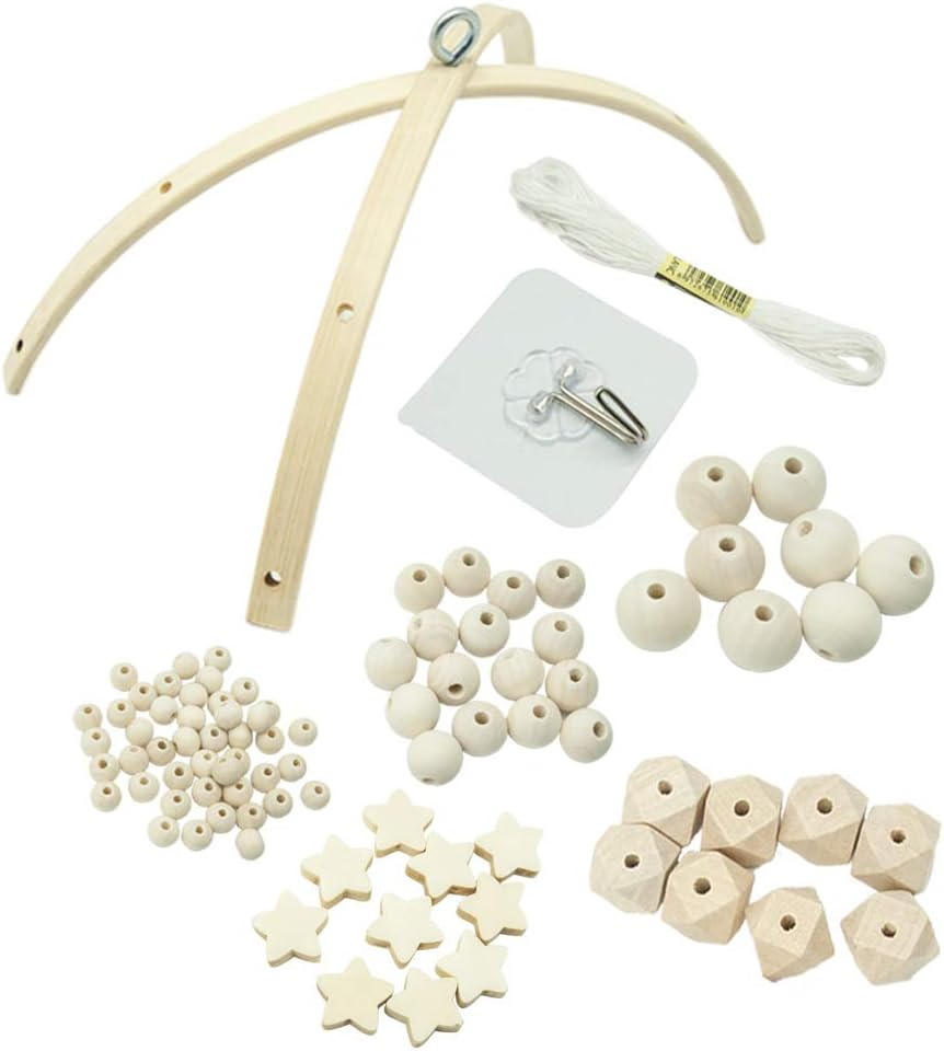 Barbuly DIY Wind Chimes Accessories Kit for Making Baby Crib Mobile Wind Chime,Crib Bed Wood Mobile Hanger,Five-Pointed Star image number 4