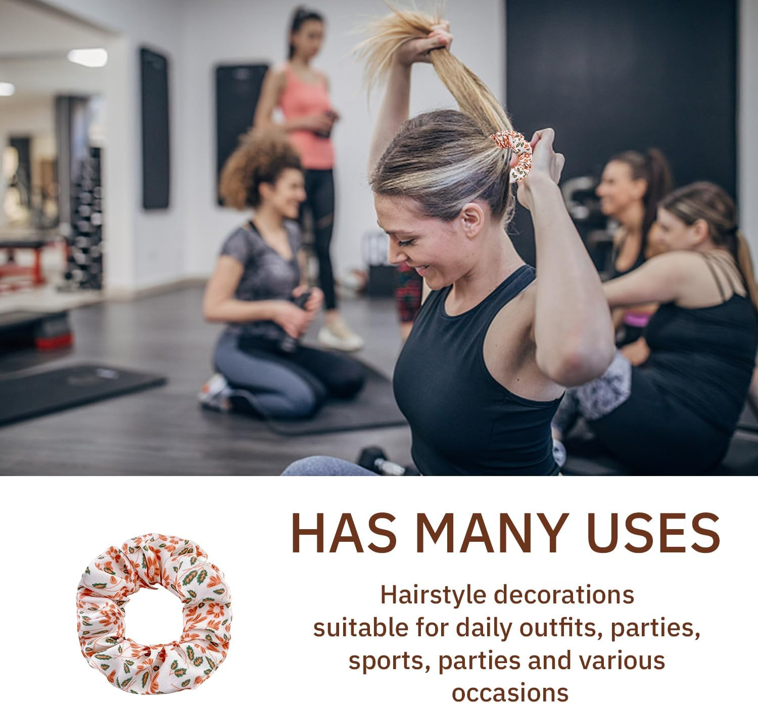 Pack of 12 Flower Hair Loops, Simple Elastic Hair Loops, Coloured Ponytail Head Ropes, Cute Hair Accessories and Matching Garments. image number 2