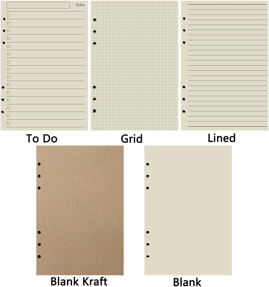 Tophomer A5 Refills Paper, 160 Pages/80 Sheets Refill Pad, Insert Ruled Lined Paper, 6 Hole Loose Leaf Punched Paper Refill for Diary, Notebook (Grid (A5) image number 3