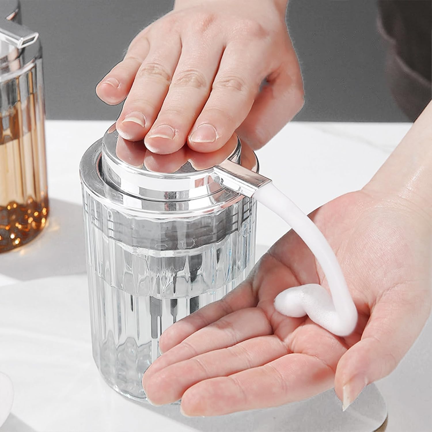 Foaming Soap Dispenser 300Ml, Hand Foam Soap Dispenser Pump Refillable image number 4