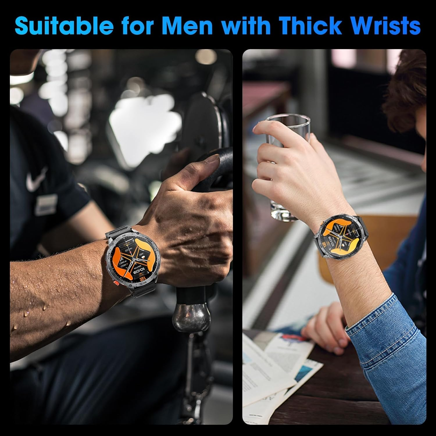 Military Smart Watch for Men 1.75" HD AMOLED Display 730Mah Battery Smart Watches with LED Flashlight for Android Ios（Bluetooth Call Answer/Dial Calls） Fitness Tracker - Black image number 6