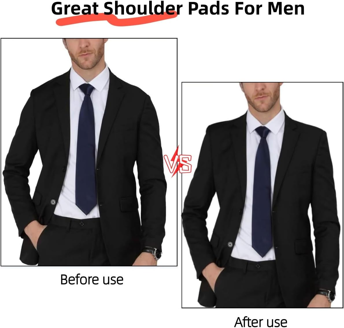 Gewaha 3 Pairs Shoulder Pad,Shoulder Pads for Women Clothes,No-Sewing Required Anti-Slip Detachable Reusable Soft Sponge Shoulder Pads for Men Blazer Clothes Sewing Accessories image number 6