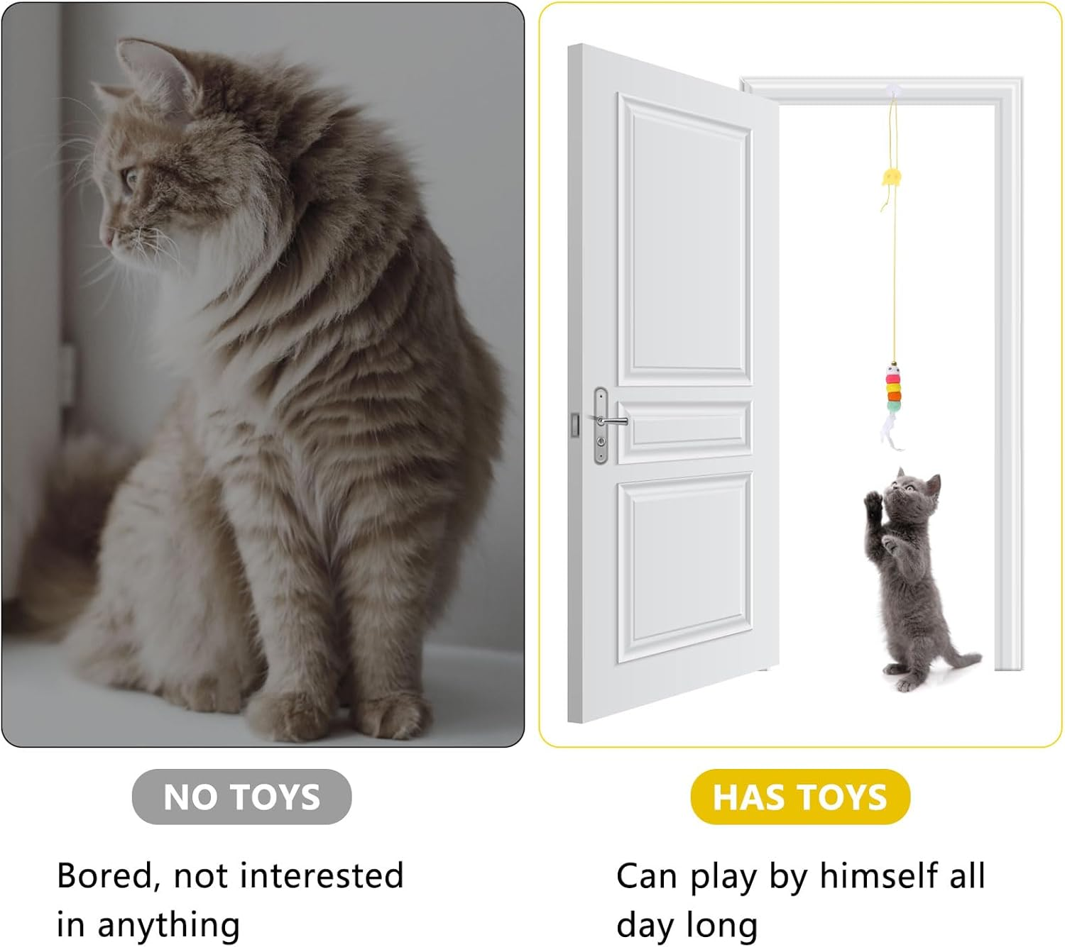 TNSLAND Interactive Cat Toy, Pack of 8 Cat Toy, Self-Employment Hanging Door Frame, Hanging Cat Toy with Bell and Feathers Teaser for Kittens Chase image number 5