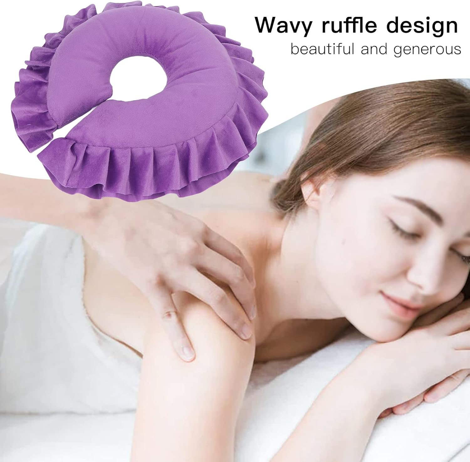 OKJHFD Face Pillow U-Shaped Neck Support Cushion, U Shaped Neck Support Cushion Soft Table Bed Face Pillow for Beauty Salon SPA Massage (Purple) image number 3