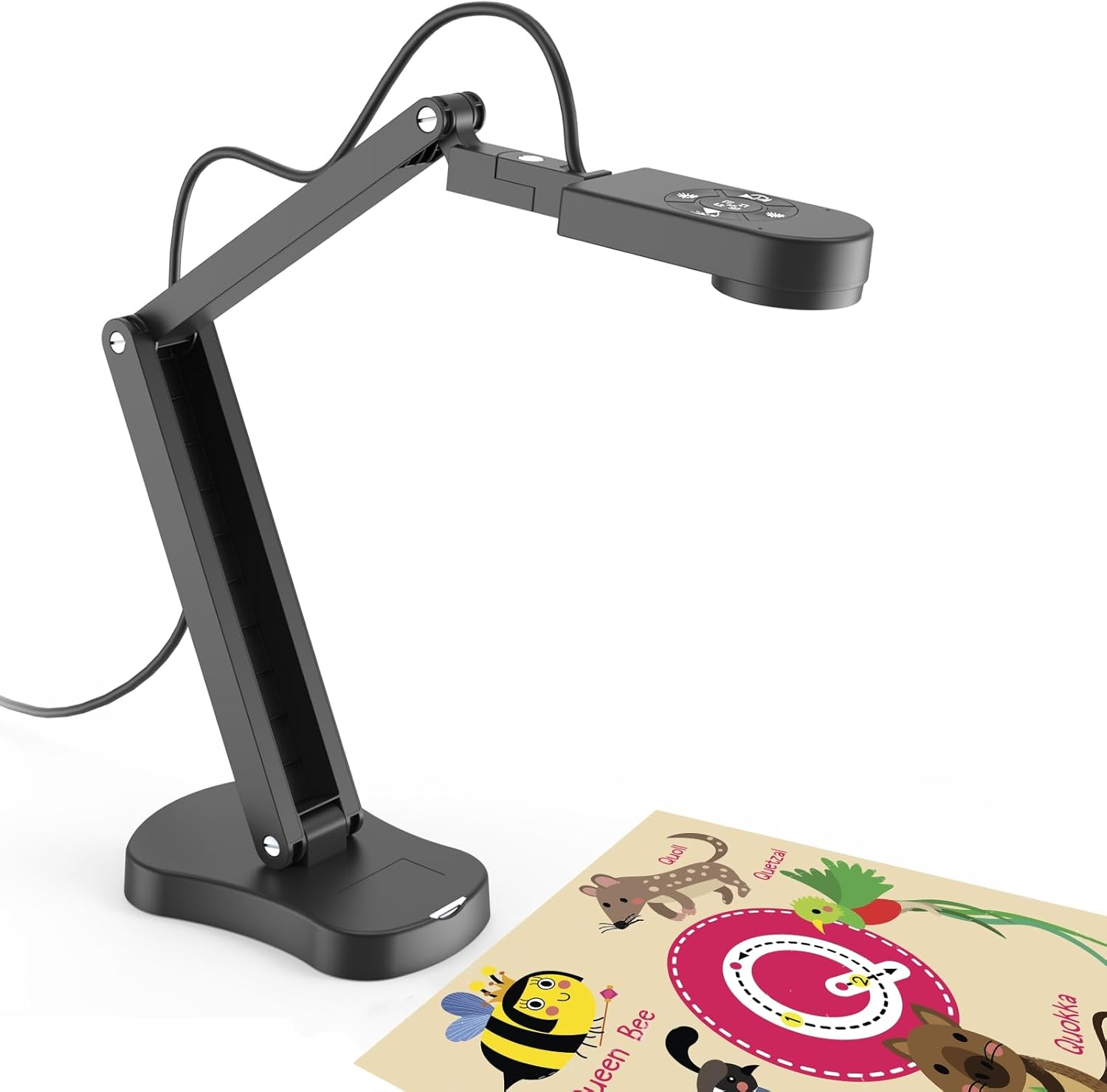 Gawervan 8MP USB Document Camera, Visualiser Classroom for Teaching with 3-Level LED Light, Image Invert Function, Fold, Dual Microphones for Mac OS, Windows, Chromebooks Work for Distance Learning