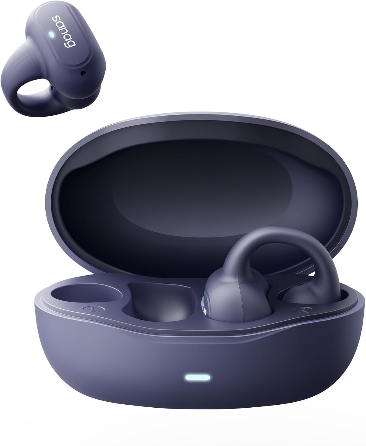 Sanag Open-Ear Earbuds, Ear Clip-On Headphones, Lightweight Comfort, IPX4 Waterproof Wireless Earphones for Running and Workouts, Driving, Sports Ear Buds Built-In Mic, Noise Cancelling, 56H Playtime image number 1