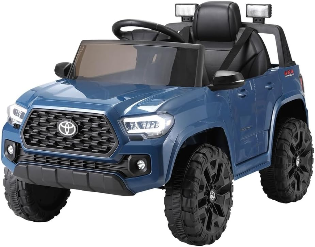 Toyota Kids Ride on Car Jeep, Licensed Tacoma Remote Control 12V Battery Horn Headlight Built-In Music 30Kg Capacity Safety Seat Belt Electric Cars for Toddlers Baby Walkers Little Tikes Kid Toy Red