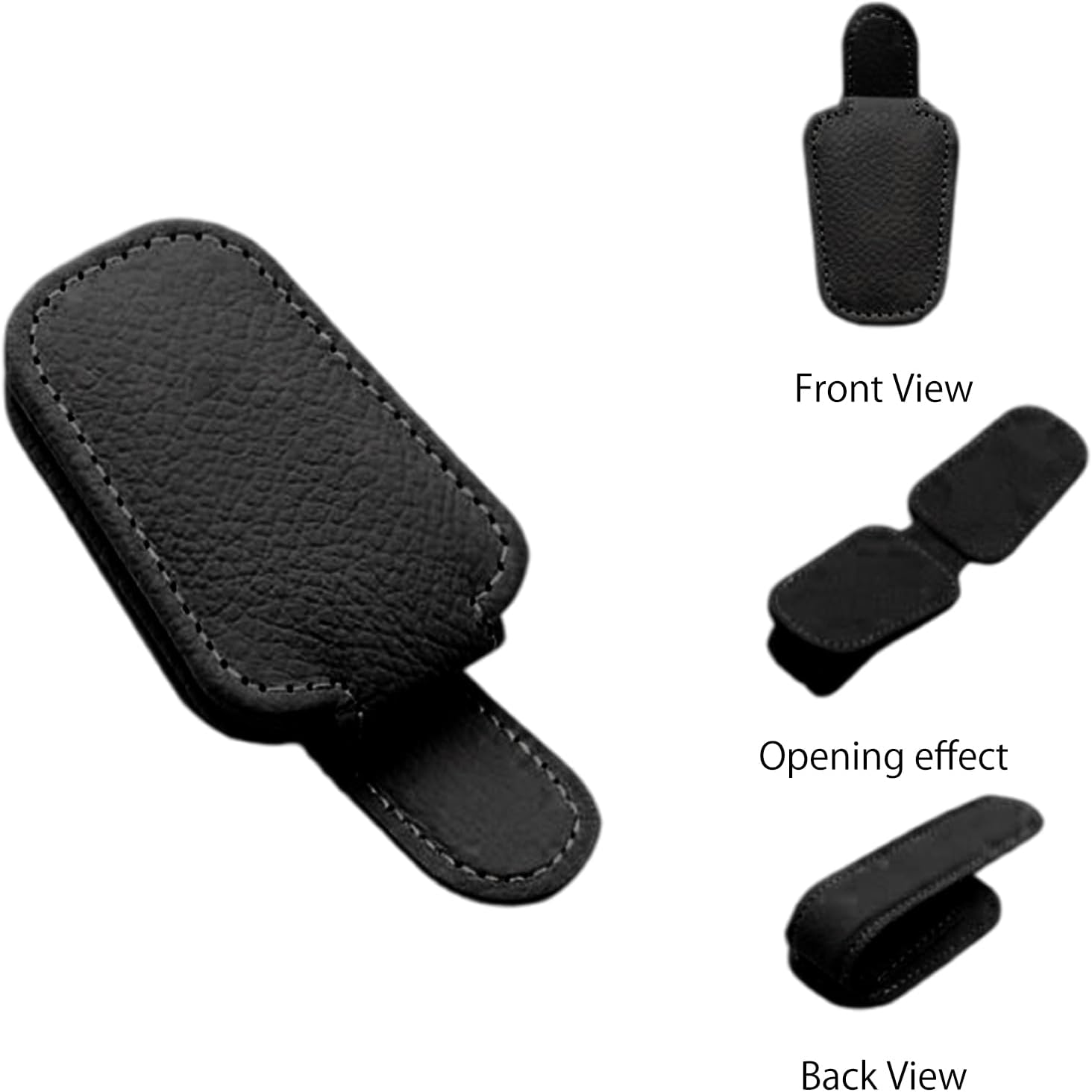 2 Pack Car Sunglasses Holder, Magnetic Leather Sunglasses Clip for Car Visor, Black image number 3