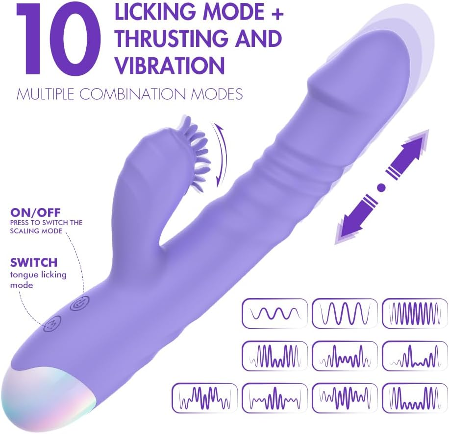 Thrusting Dildo Vibrator Adult Toys for Women - Sex Toys Dildos Rabbit G Spot Vibrator with 3 Fast Thrusting & 10 Vibration Modes, Silicone Clitoral Stimulator Adult Sex Toy for Women Couple image number 1