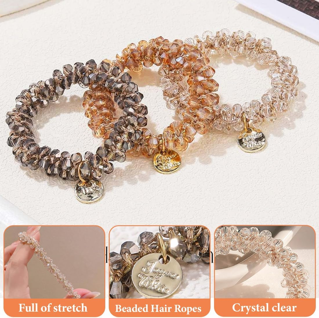 GXGM 5 Pieces Pearl Hair Bobbles Rhinestone Ponytail Holder Beads Elastic Hair Bands Hair Accessories Hairstyle Accessories Hair Accessories for Women and Girls image number 4