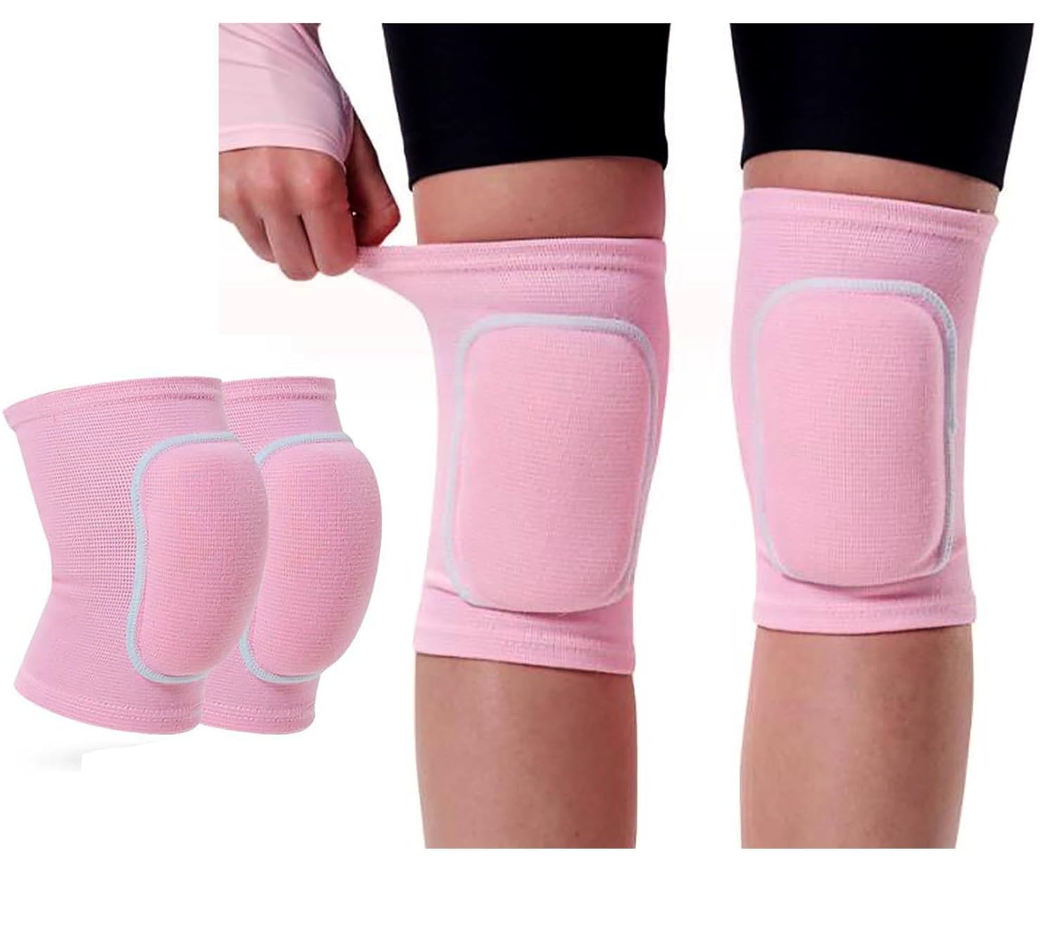 MJIYSGS Knee Pads for Women, Soft Dance Knee Pads Wrestling Knee Pads Volleyball, Dancing, Football, Yoga, Basketball, and Skating Work Flexible Elastic Knee Support (Pink, X-Small) image number 4