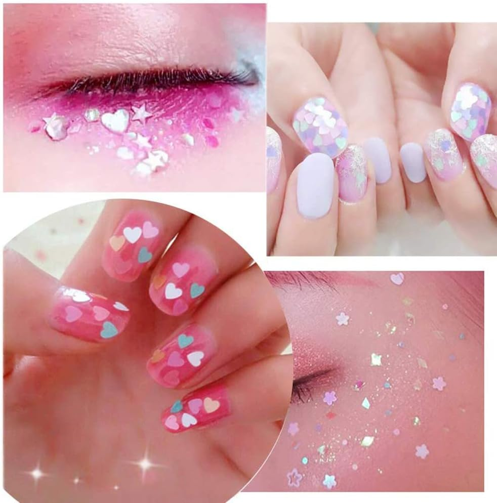 3 Boxes Star Heart Moon Nail Art Glitter Sequins Nail Confetti Mixed Glitter for Nail Art Decoration