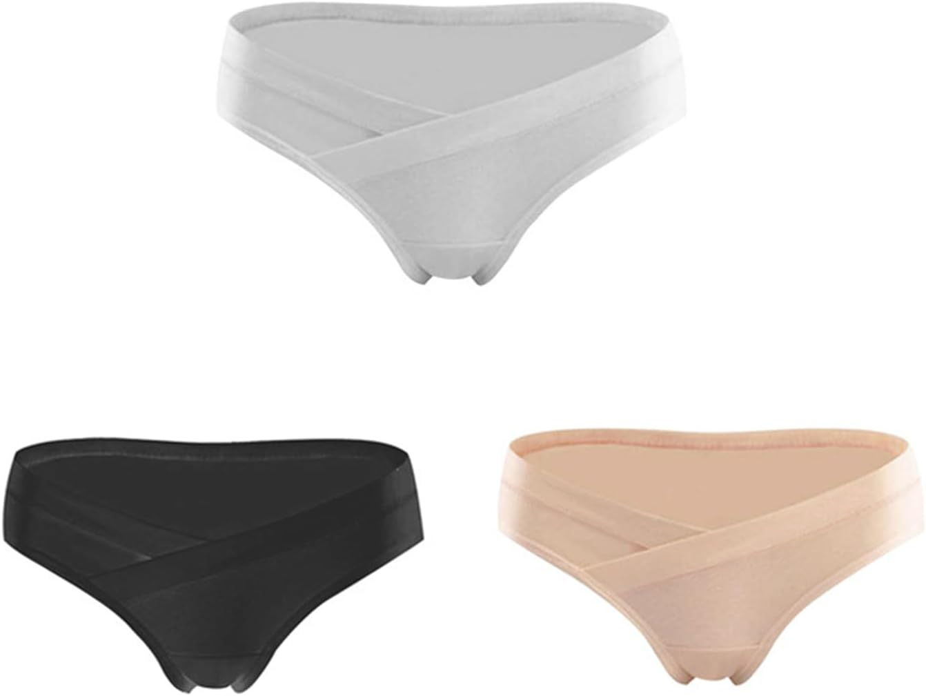 Women'S Cotton Maternity Panties 3-Pack under the Bump Hipsters Low Waist Pregnancy Briefs U-Shape image number 1