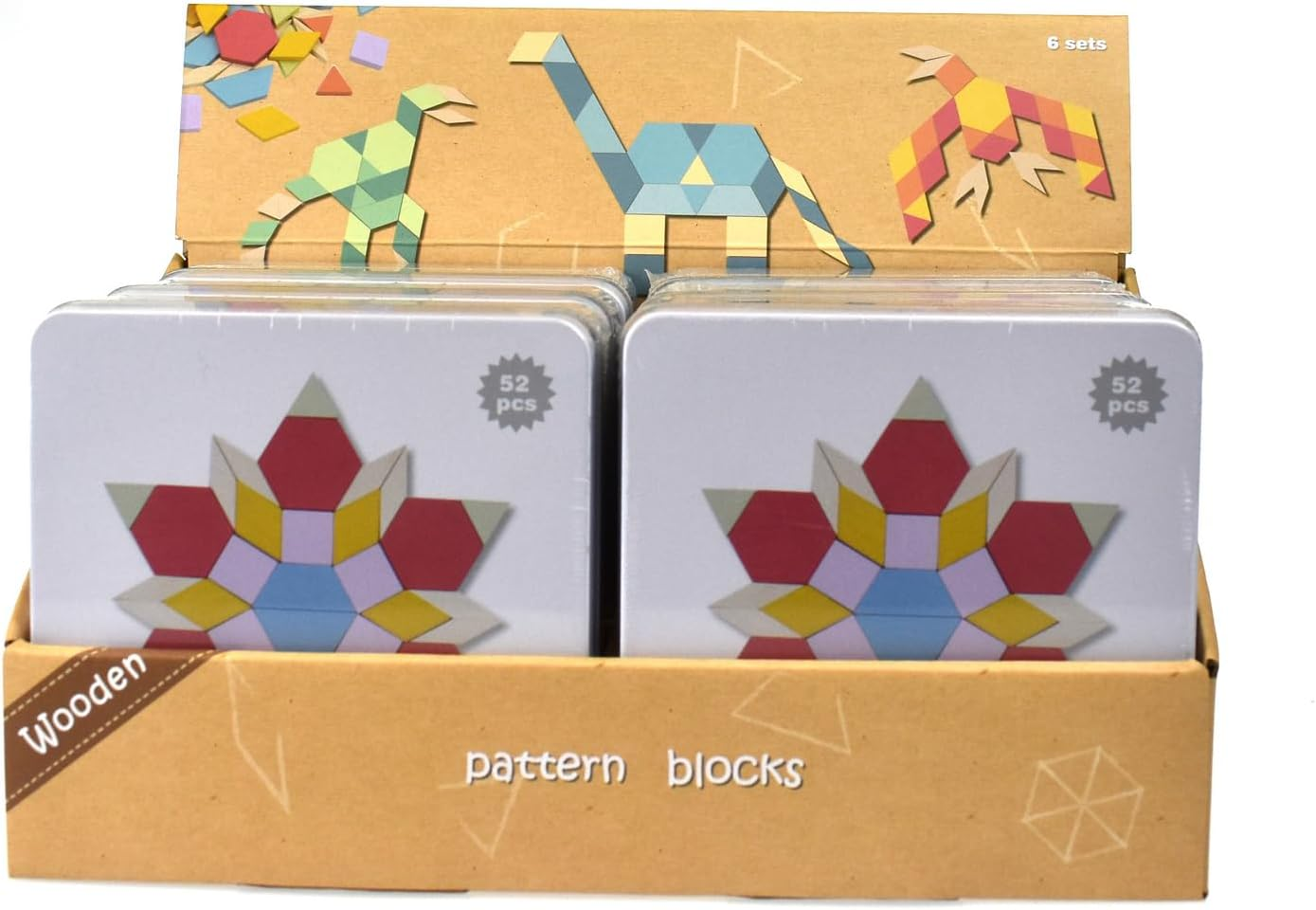 Kaper Kidz Calm & Breezy Pattern Blocks in Tin Box 52-Piece Set