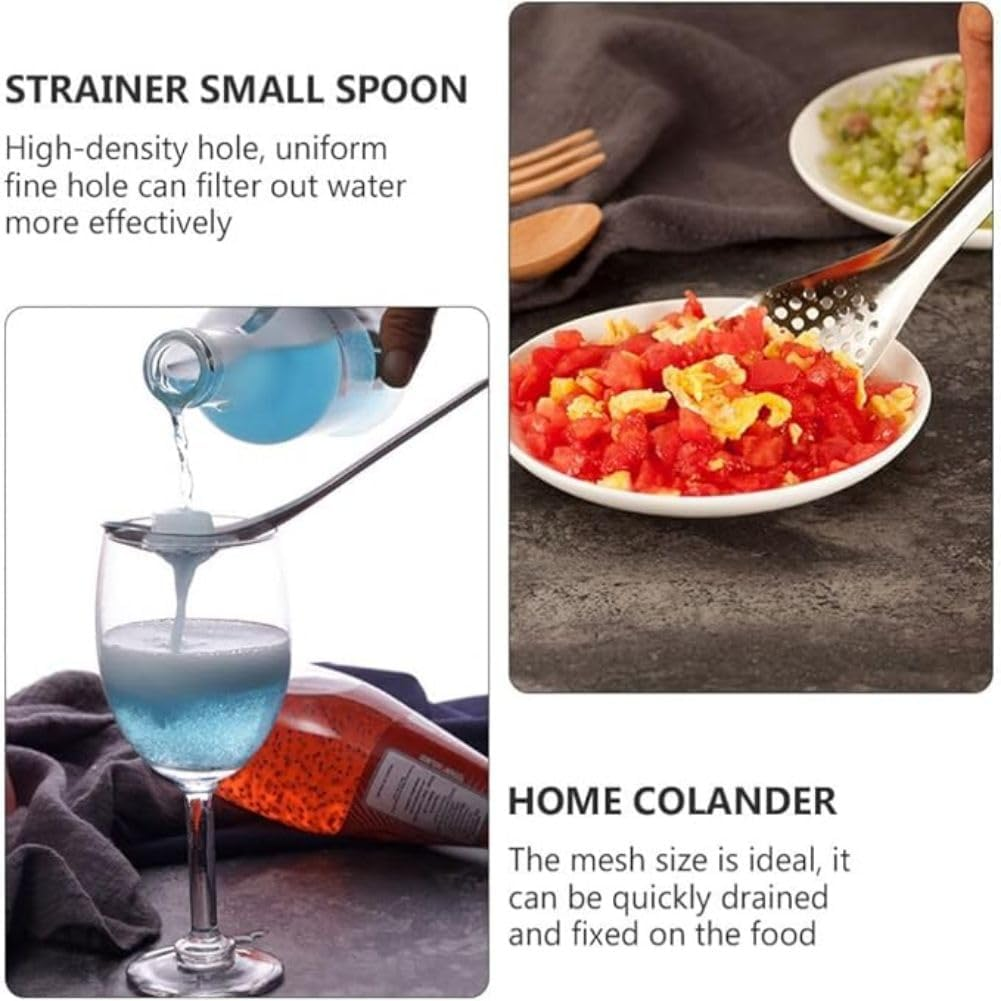 Spherification Spoon Stainless 2Pcs Steel Metal Caviar Spoon Small Slotted Bar Spoon Egg Strainer Cuisine Strainer for Molecular Gastronomy Bar image number 5