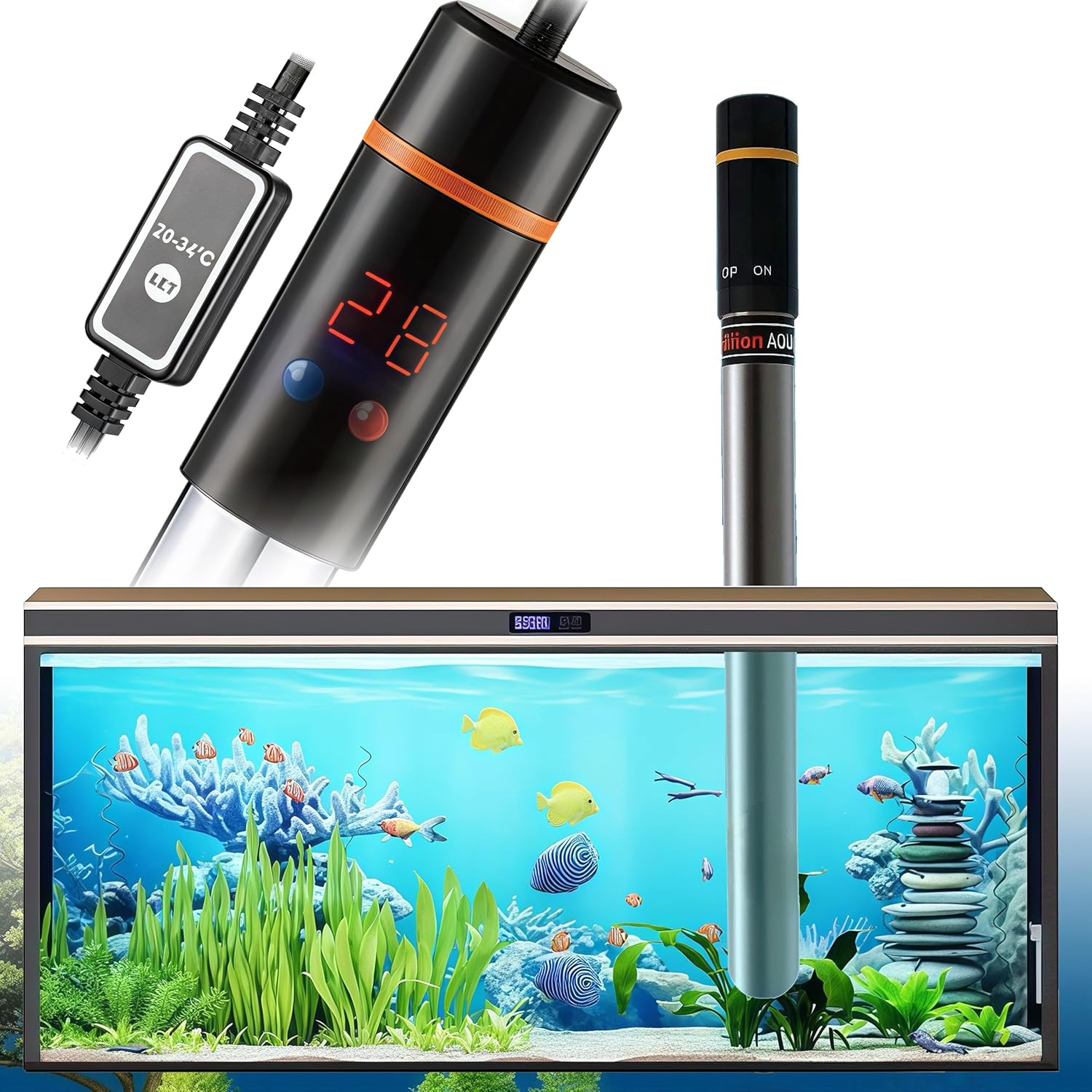 STRONGBERRY Aquarium Heater, 300W Fish Tank Heater with LED Digital Display & Multiple Protections, Submersible Aquarium Heater for 120-150L Fish Aquarium Tank image number 2