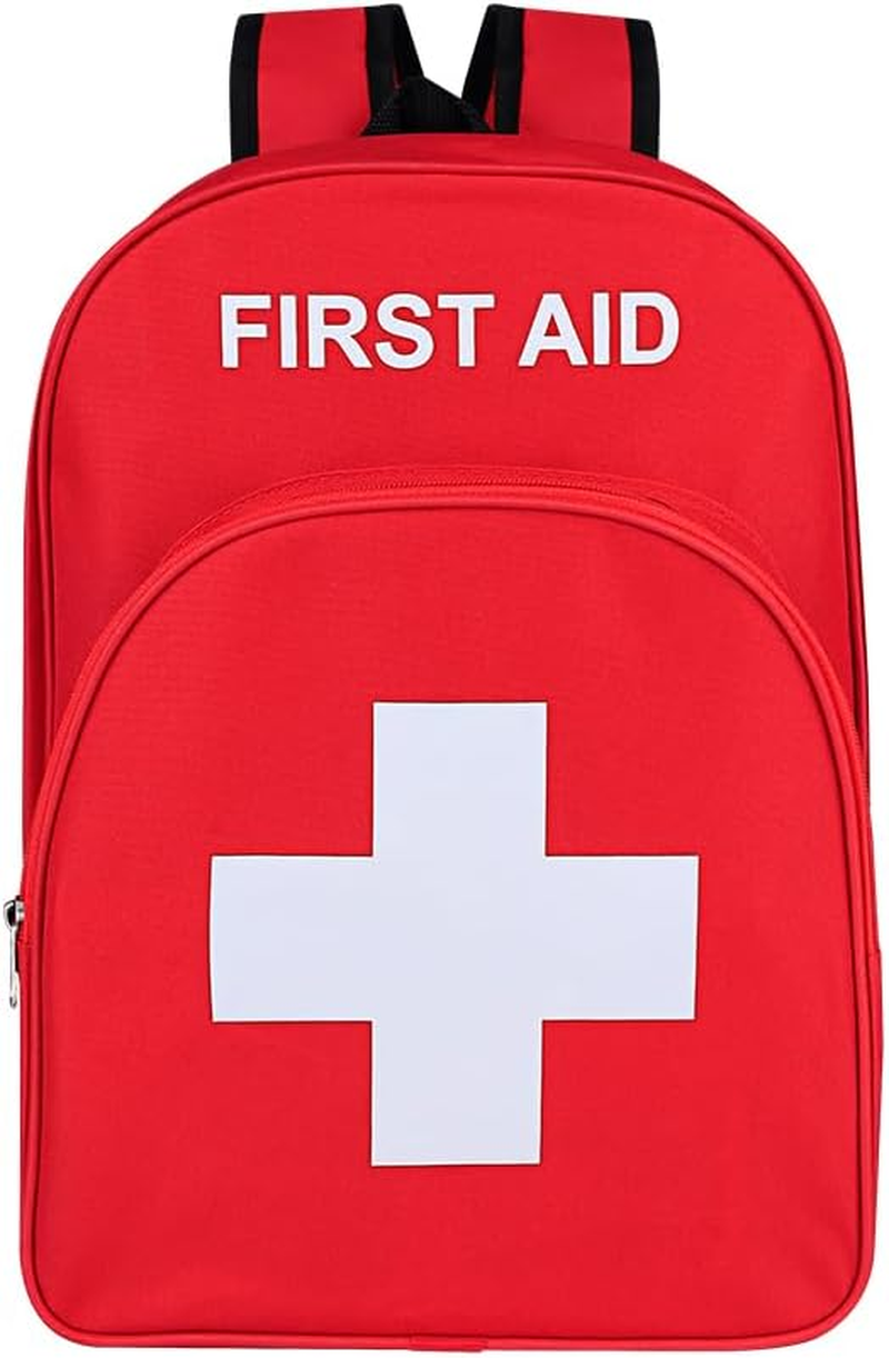 Red Emergency Bag First Aid Backpack Empty Medical First Aid Bag Treatment First Responder Trauma Bag for Hiking Outdoor Travel Camping Pet Dog Cat Daycare (Red White)