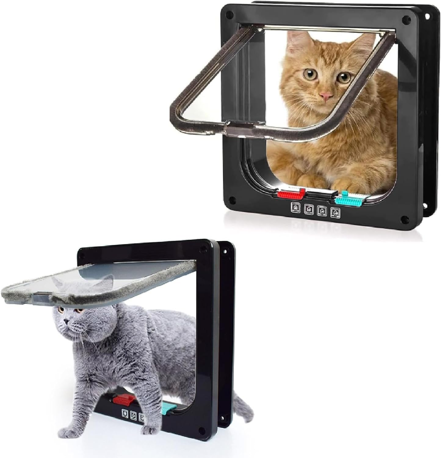 Large Cat Flap, XL Dog Flap, 4-Way Magnet, (Outer Size 28 X 24.9 Cm), Weatherproof Cat Door for Pets with a Circumference of <63 Cm image number 3