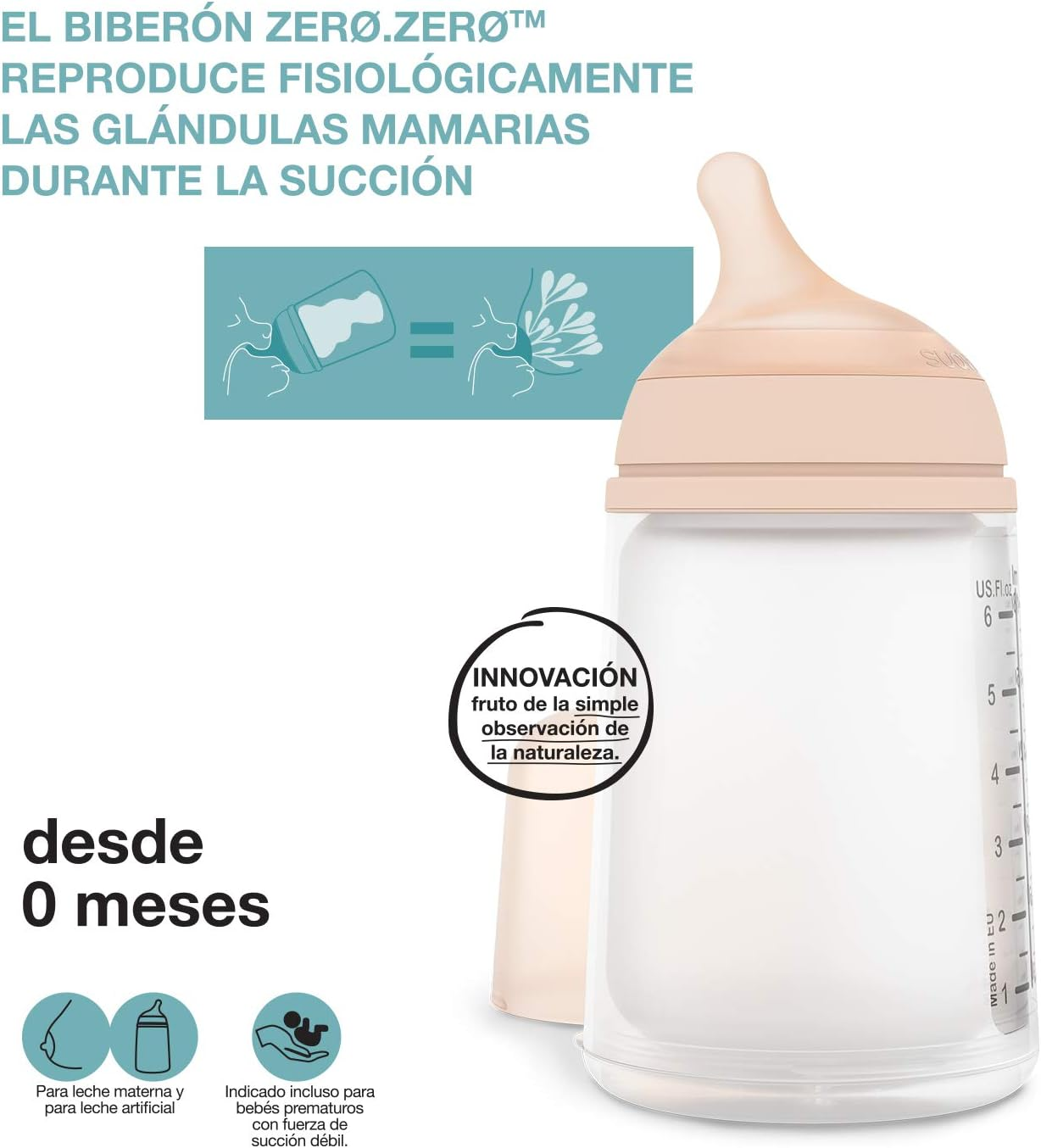 Suavinex Zero Zero Medium Flow Anti-Colic Bottle Pack 270Ml Bottle with Medium Flow Teat and Replacement for Babies 3 Months+ image number 1