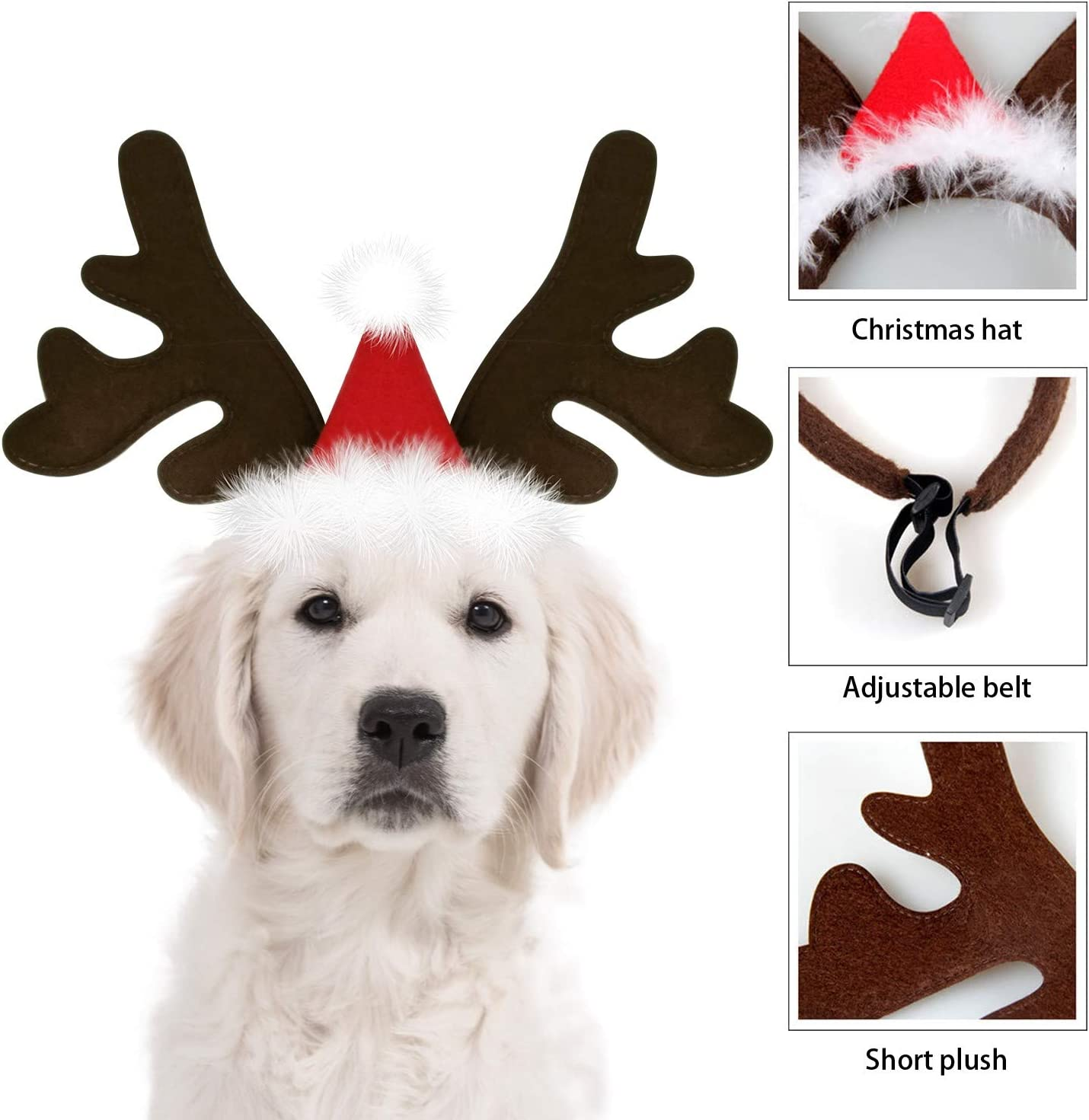 KUDES Dog Christmas Reindeer Antlers Headband Classic Elk Hat Headwear Pet Costumes Accessories image number 4