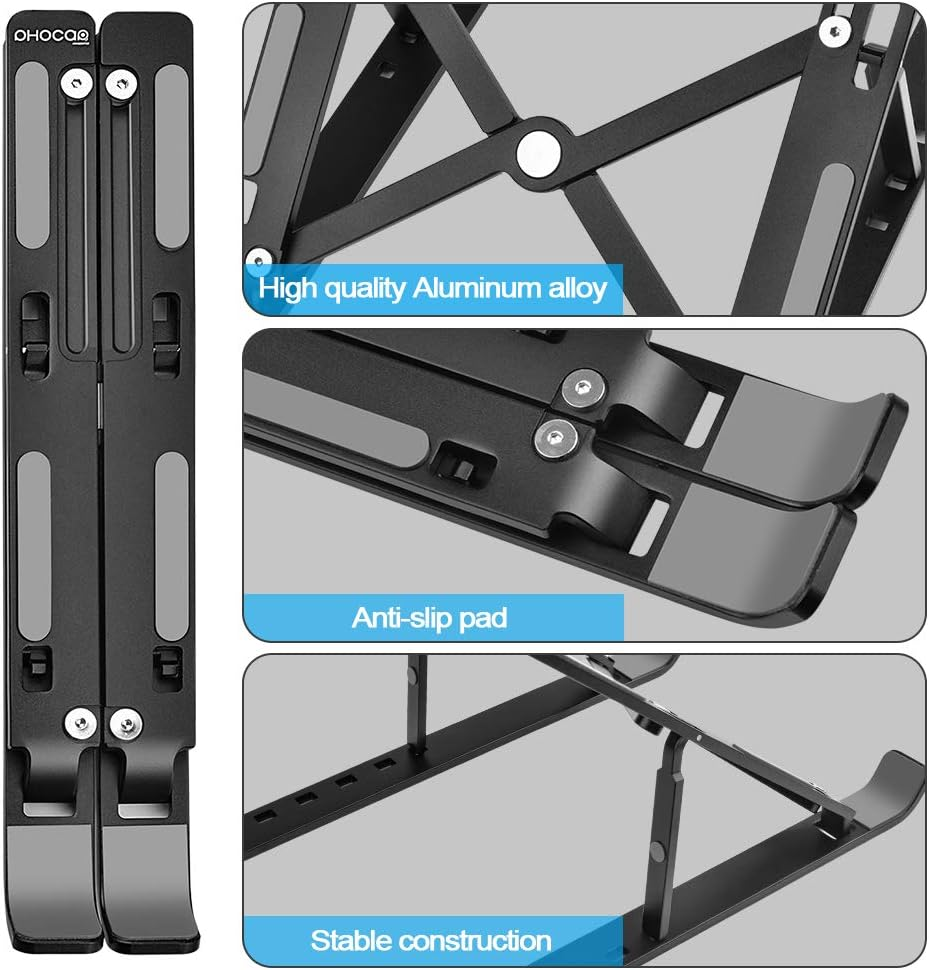 PHOCAR Portable Laptop Stand, Ergonomic Aluminum Computer Stand, Adjustable Laptop Holder, Compatible with Macbook Air Pro 13" 16" Ipad Air Pro Dell HP Lenovo Surface image number 1