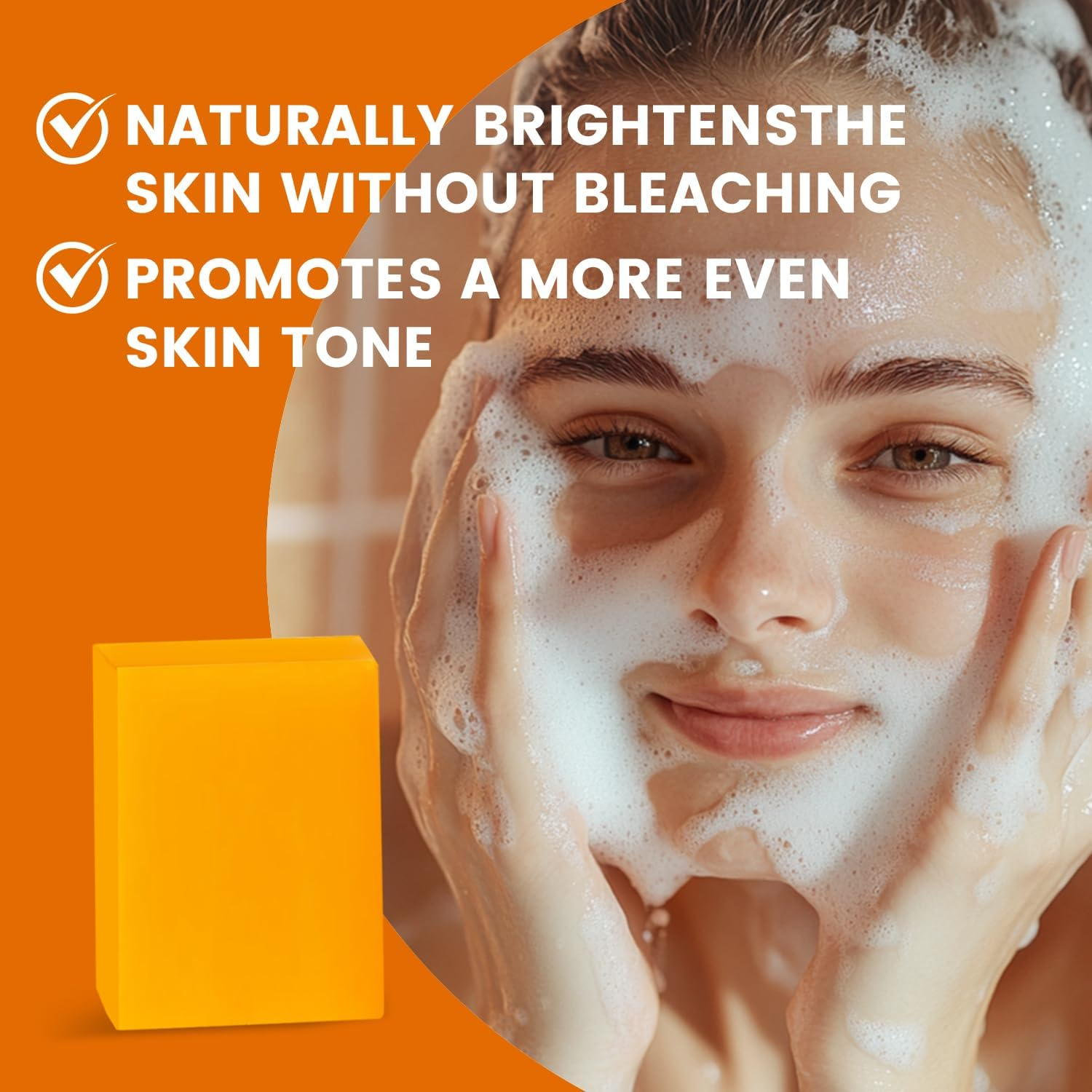 Turmeric Acid Soap Bar,Urmeric Soap Bar with Handmade Soap Bubble Mesh Bag,Skin Brightening & Hydrating Facial, Healthy Glowing Skin,100G image number 3