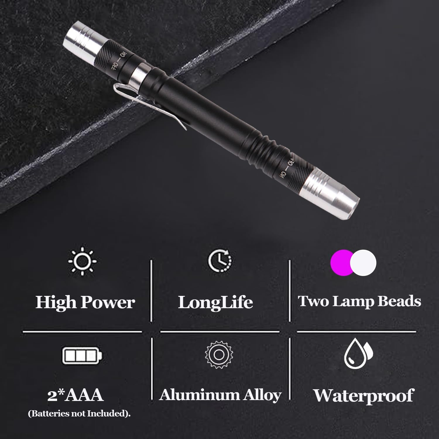 2 Pack UV Flashlight, Portable Blacklight Flashlight, LED Torch with White Light and UV Light Combo, Black Light Pet Urine Detector for Dog Cat, Bed Bugs, Scorpions, Outdoor, Home, Camping image number 2