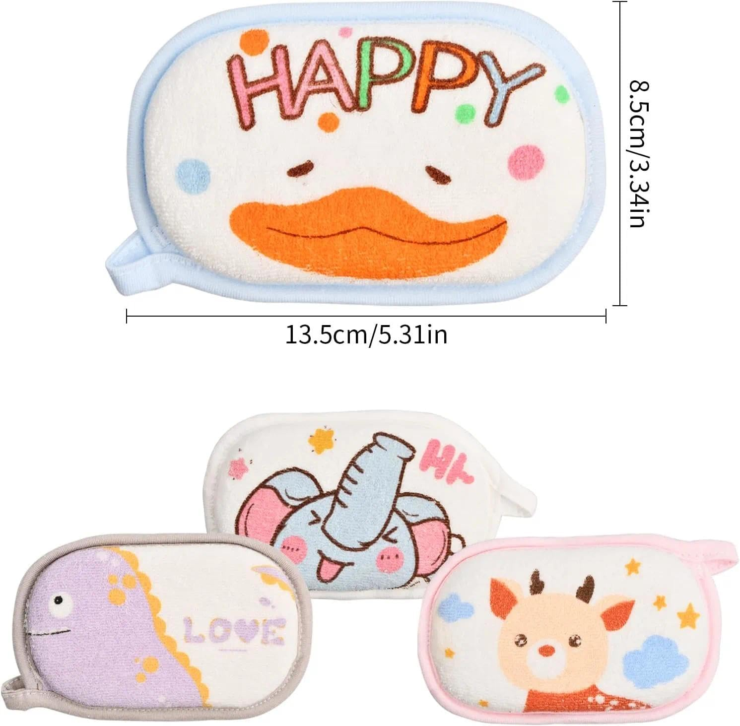 4PCS Soft Cotton Baby Bath Sponge Set, 13.5 Cm X 8.5 Cm X 2.5 Cm Low Allergy and Gentle Skin Friendly, Quick Drying Durable Design, Perfect for Newborns, Toddlers and Children, Perfect Baby Bath Gift - Ermaoo image number 2