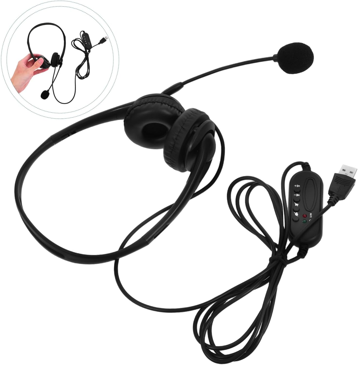 USB Noise Cancelling Office Headset with Microphone Comfortable Over-Ear Wired Headphones for Clear Communication Volume Control and Flexible Earmuffs for Wear image number 5