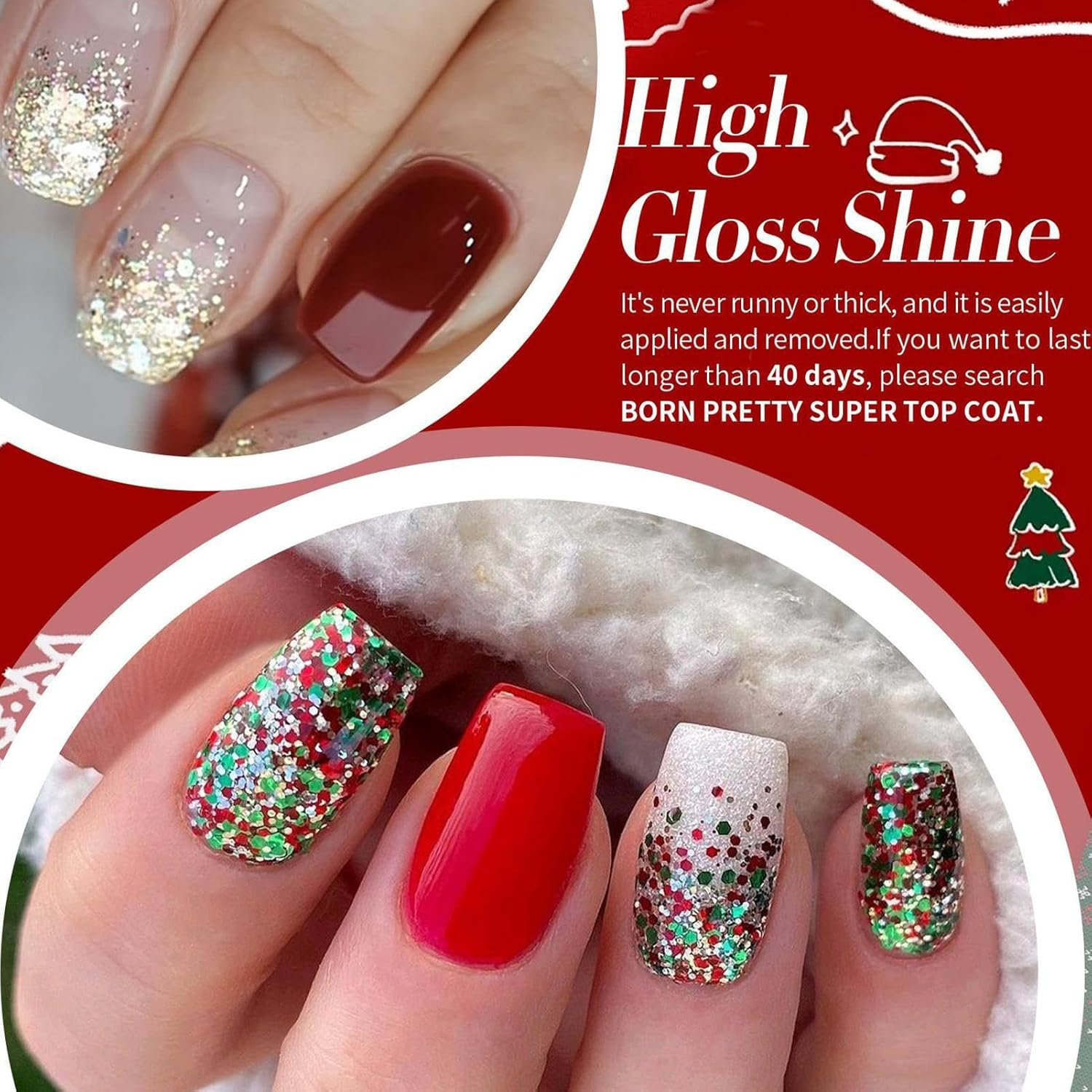 Vgvgaj Christmas Gel Polish,Long Lasting 6-Color Accessories | Holiday Nail Polish Set | for Holiday Festival Manicure Salon Home Travel Wedding Bridal Spa Grooming Party Summer