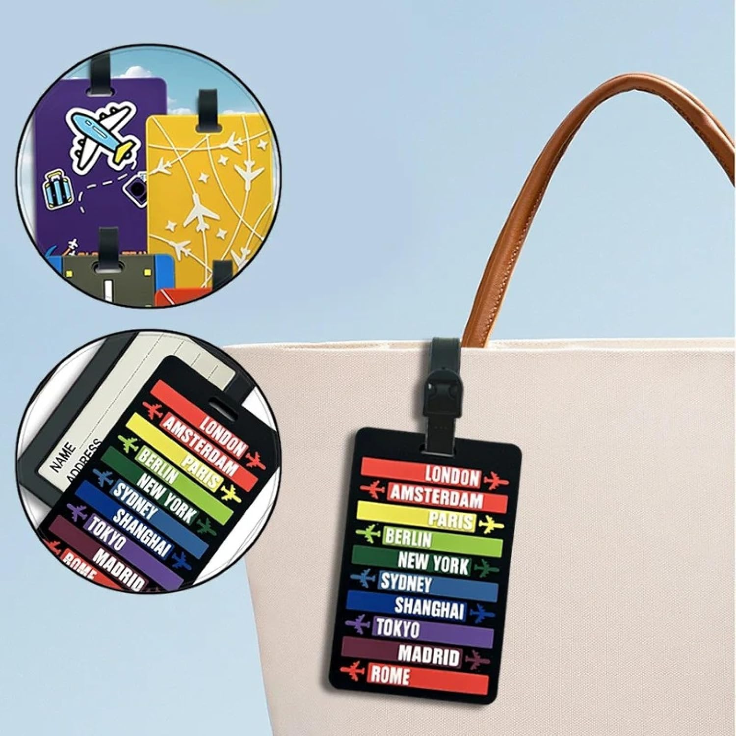 6 PCS Creative PVC Soft Rubber Luggage Tags Boarding Pass Identification Tags Multifunctional Travel Tags image number 4