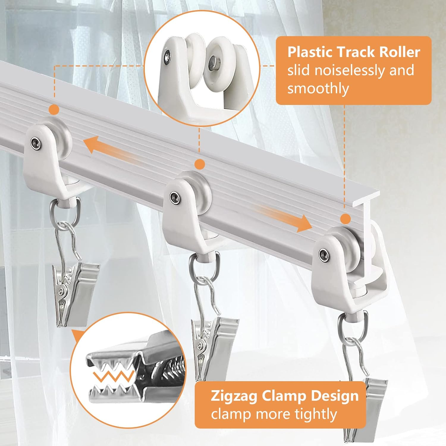 TOKPLNU Ceiling Curtain Track, Flexible Bendable Ceiling Curtain Track Curved Curtain Track 12Ft Ceiling Track for Curtains Room Divider Curtain Rail Track Ceiling Wall Mount for RV Curtain Bay Window image number 6