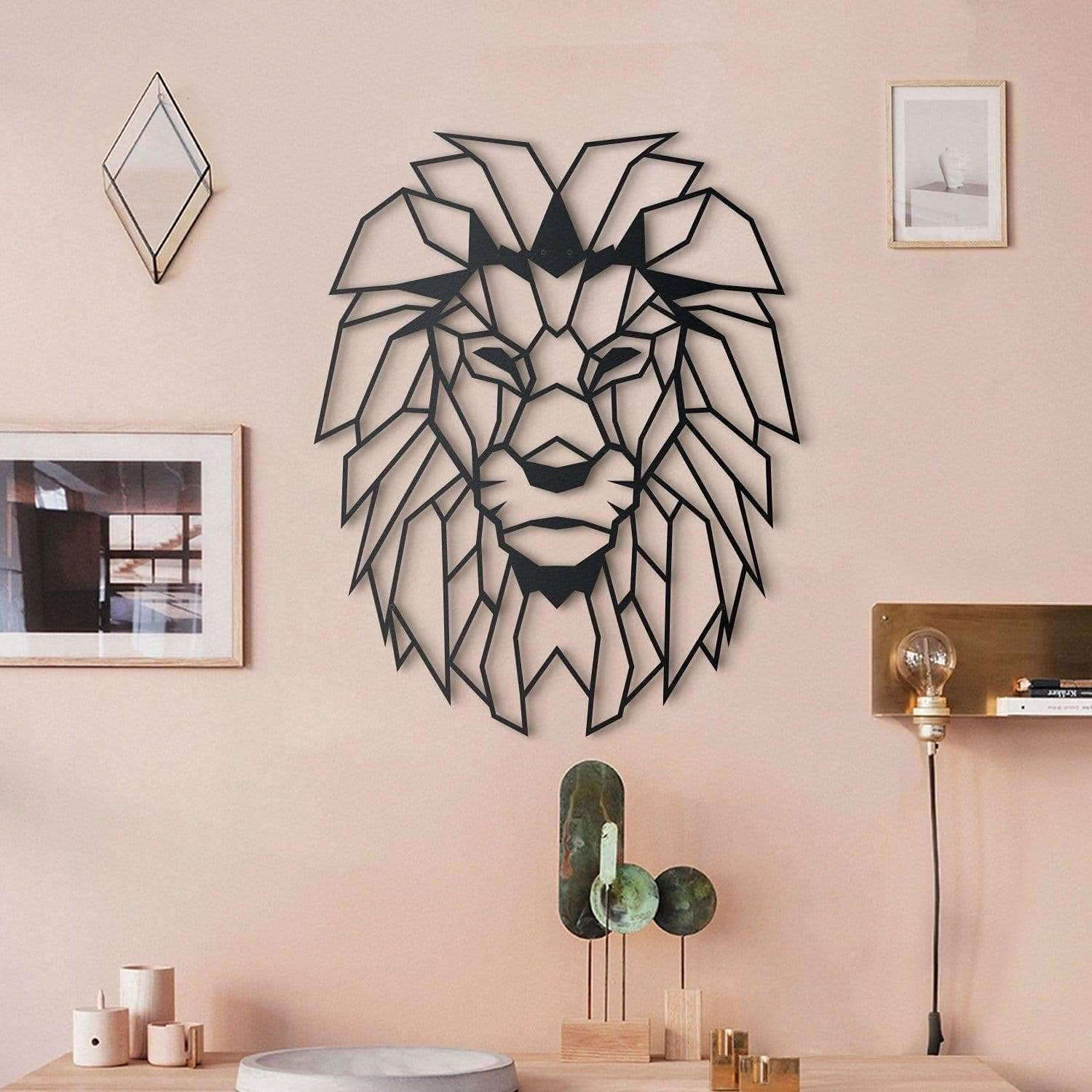 Hoagard Lion Head Geometric Metal Wall Art 40Cm X 51Cm Geometric Metal Wall Art & Wall Decoration Living Room, Bedroom, Game Room, Garden or Entryway image number 5