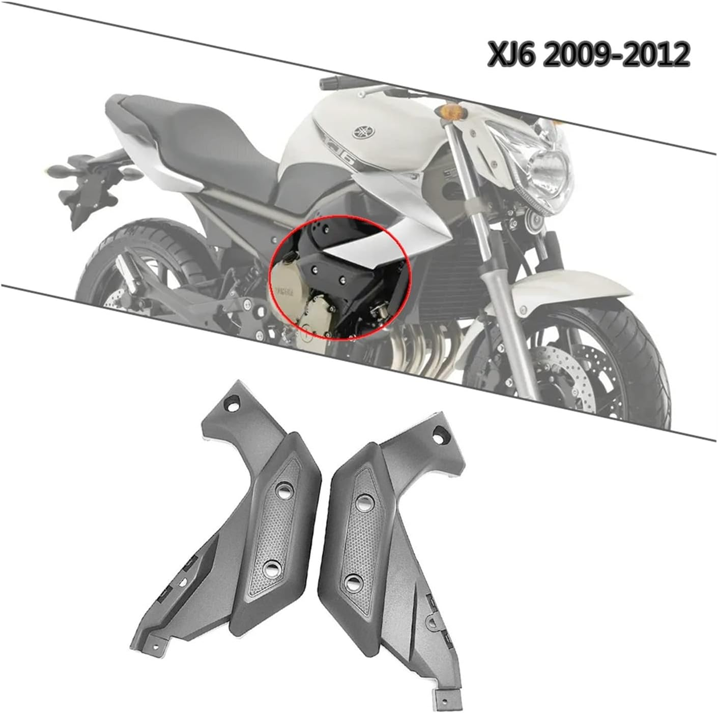 Motorbike Frame Fairings for Yamaha XJ6 2009-2012 Motorcycle Fairing Black Side Injection Molding Parts Side Panel Raw Bodywork Fairing Frame Replacement Upgrade Accessories image number 2