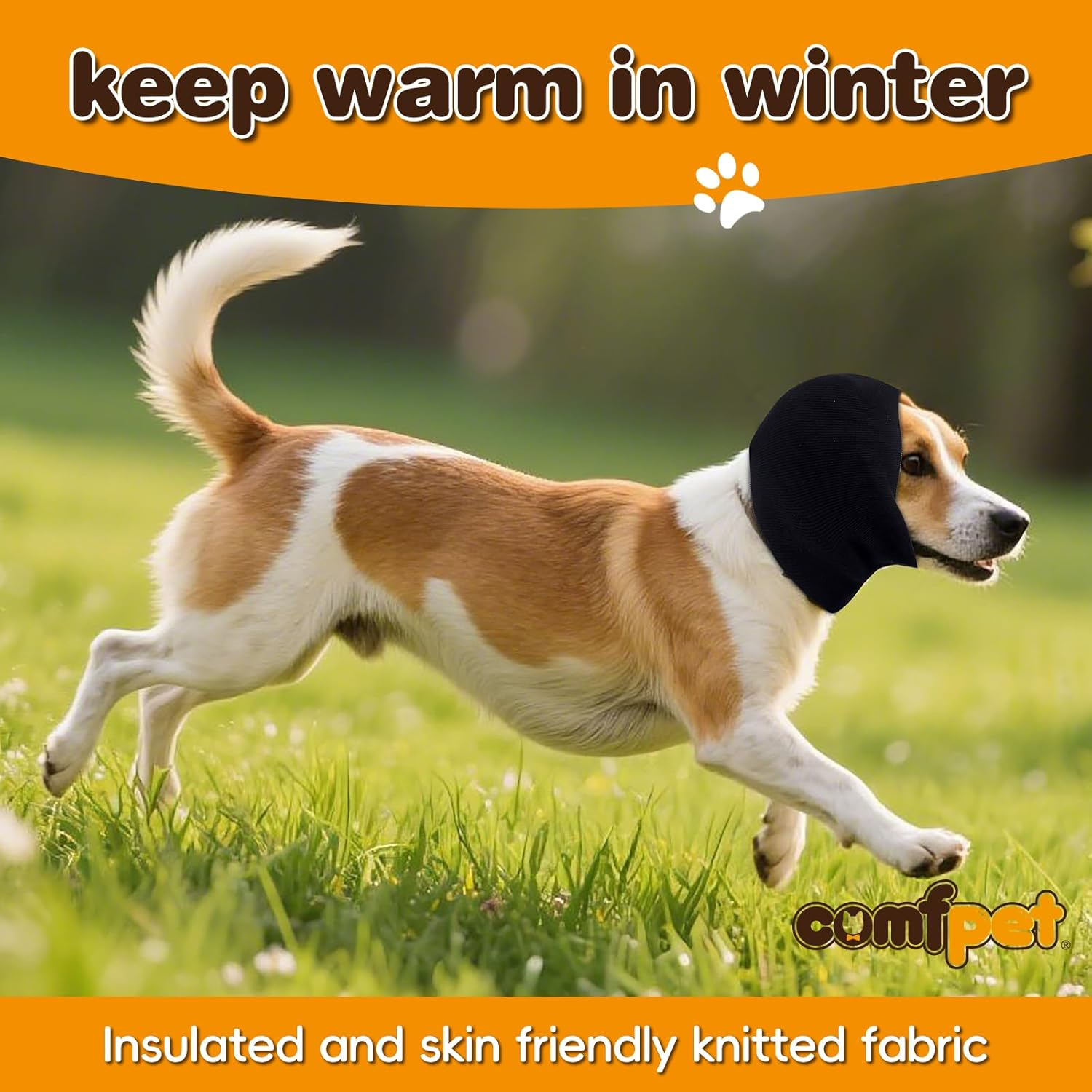 COMFPET Dog Ear Snood Noise Protection, Dogs Ear Cover for Anxiety Headband Protector, Dog Calming Hood for Grooming and Bath Drying, Pet Dogs Earmuff Head Wrap for Ear Hematoma (Black, XL) image number 6