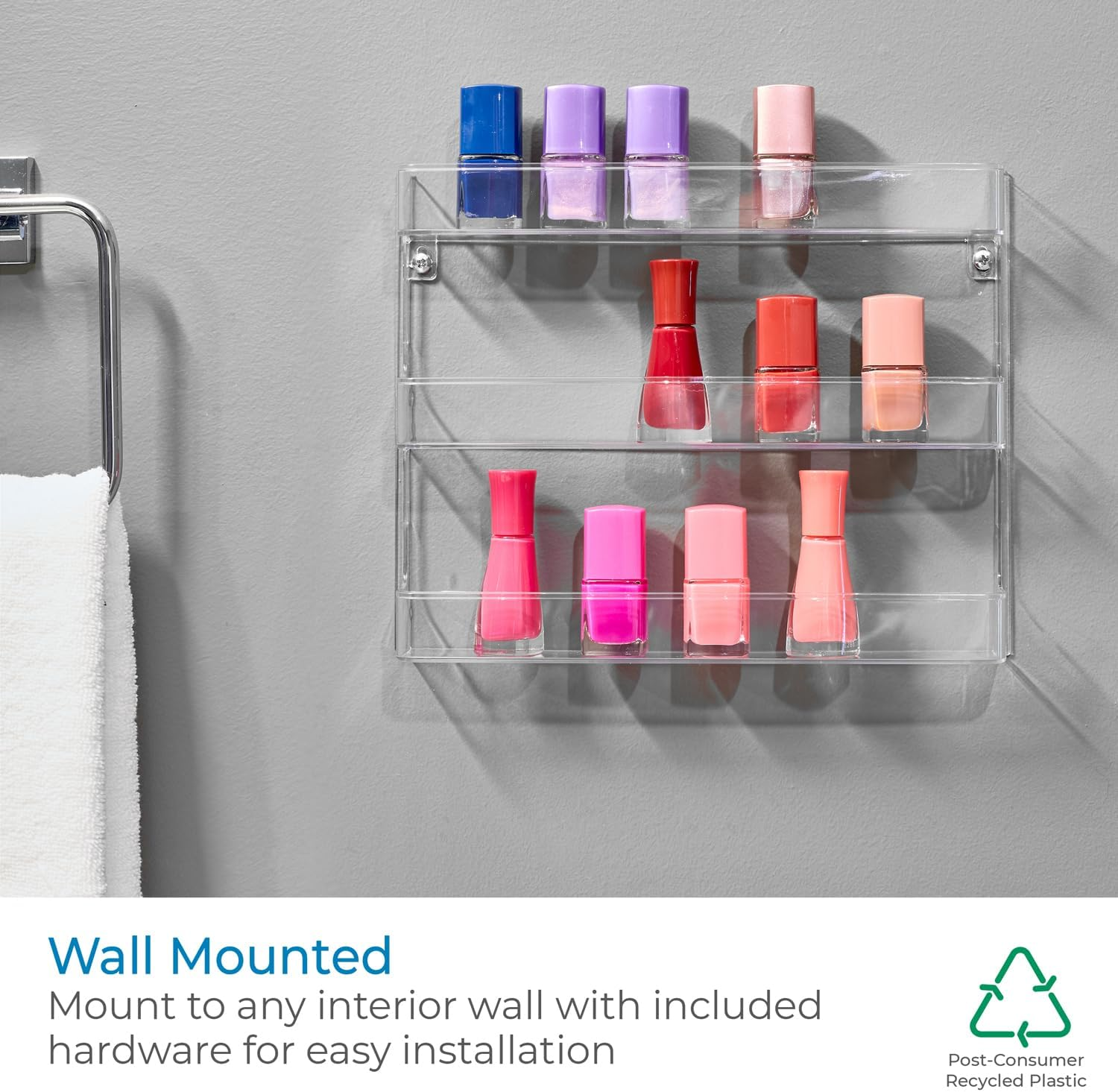 Idesign Hanging Nail Polish & Cosmetics Organizer, the Clarity Collection &ndash; 8.78" X 2.02" X 11.07", Clear image number 1