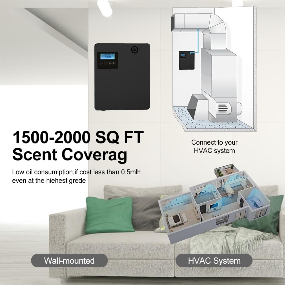 CHAOFLIGHT Smart Scent Air Machine Air Diffuser with Cold-Air Tech for Home, Waterless Essential Oil Diffuser 300Ml, HVAC Diffuser for Essential Oils for Large Room, Business, Office, Spa Room (Black) image number 5