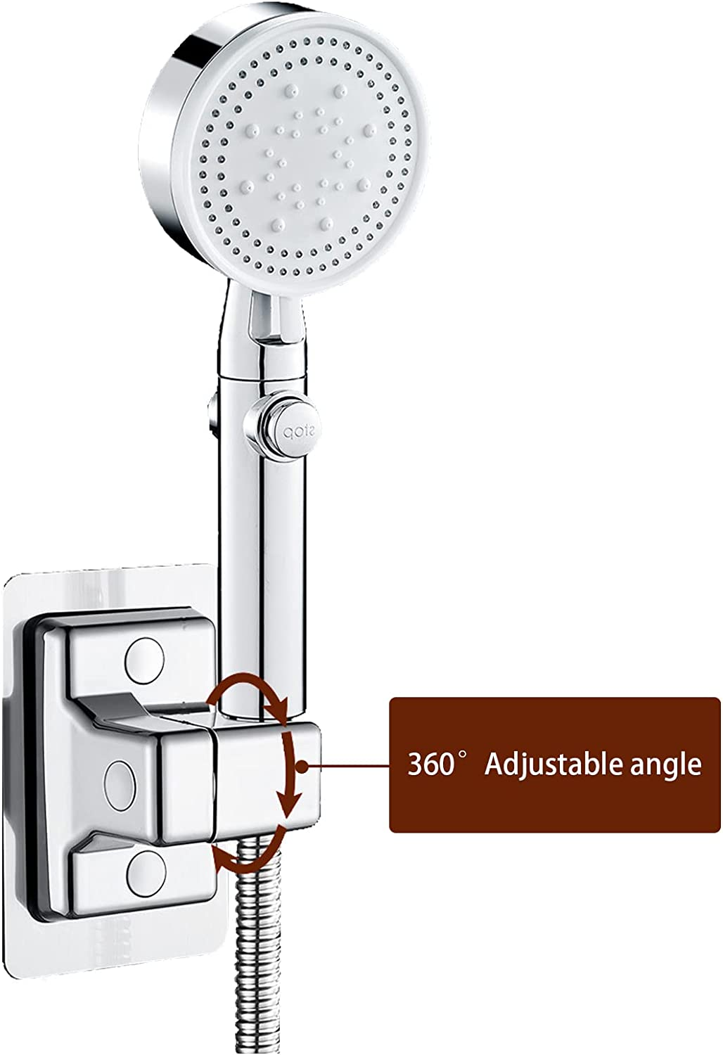 CANLENPK Self Adhesive Shower Head Holder, 360&deg; Adjustable Handheld Shower Wand Holder, Strong Adhesive Shower Mounting Bracket No Drilling Wall Mount Bracket (Black) image number 3