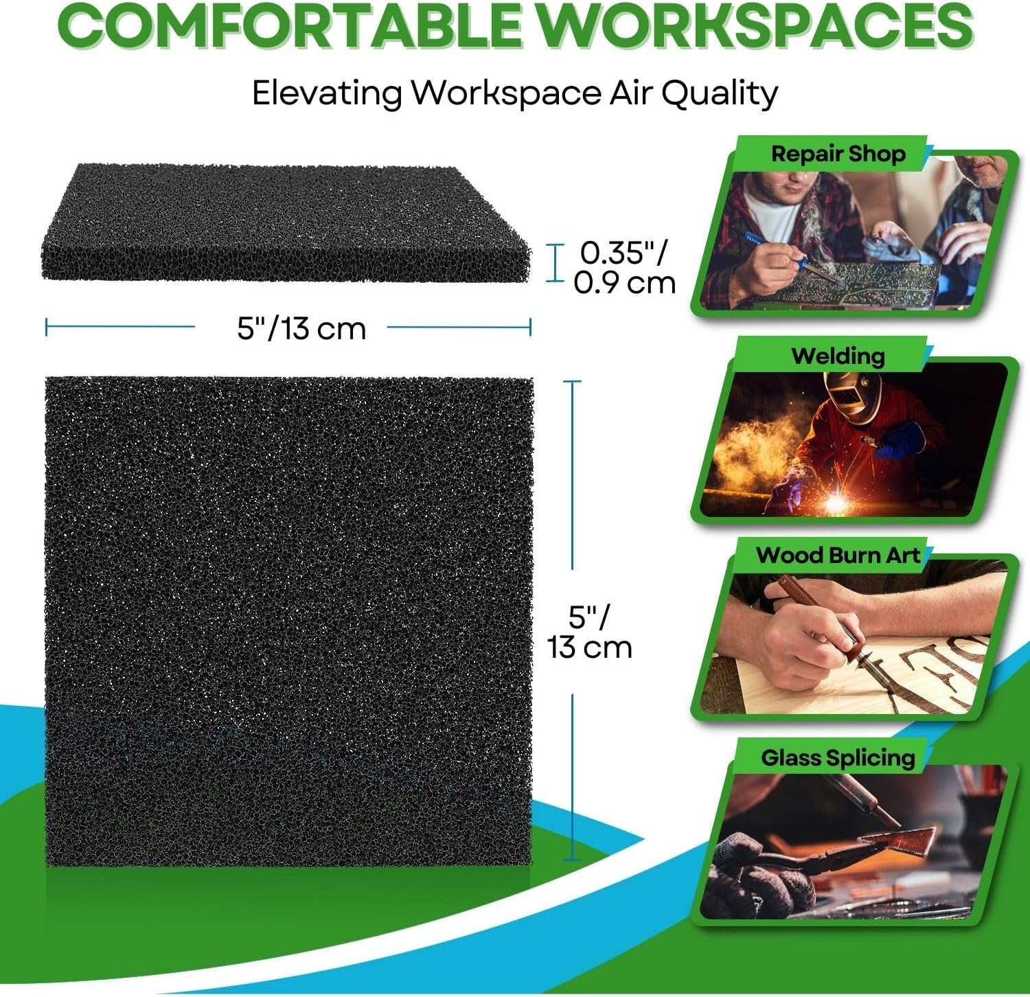 Flexzion Activated Carbon Solder Fume Extractor Filters, Fan Smoke Absorber Filter Replacements Square (5 Pack), Compatible for Flexzion 493, Valtcan 493 496 FA-400 Series Models image number 5