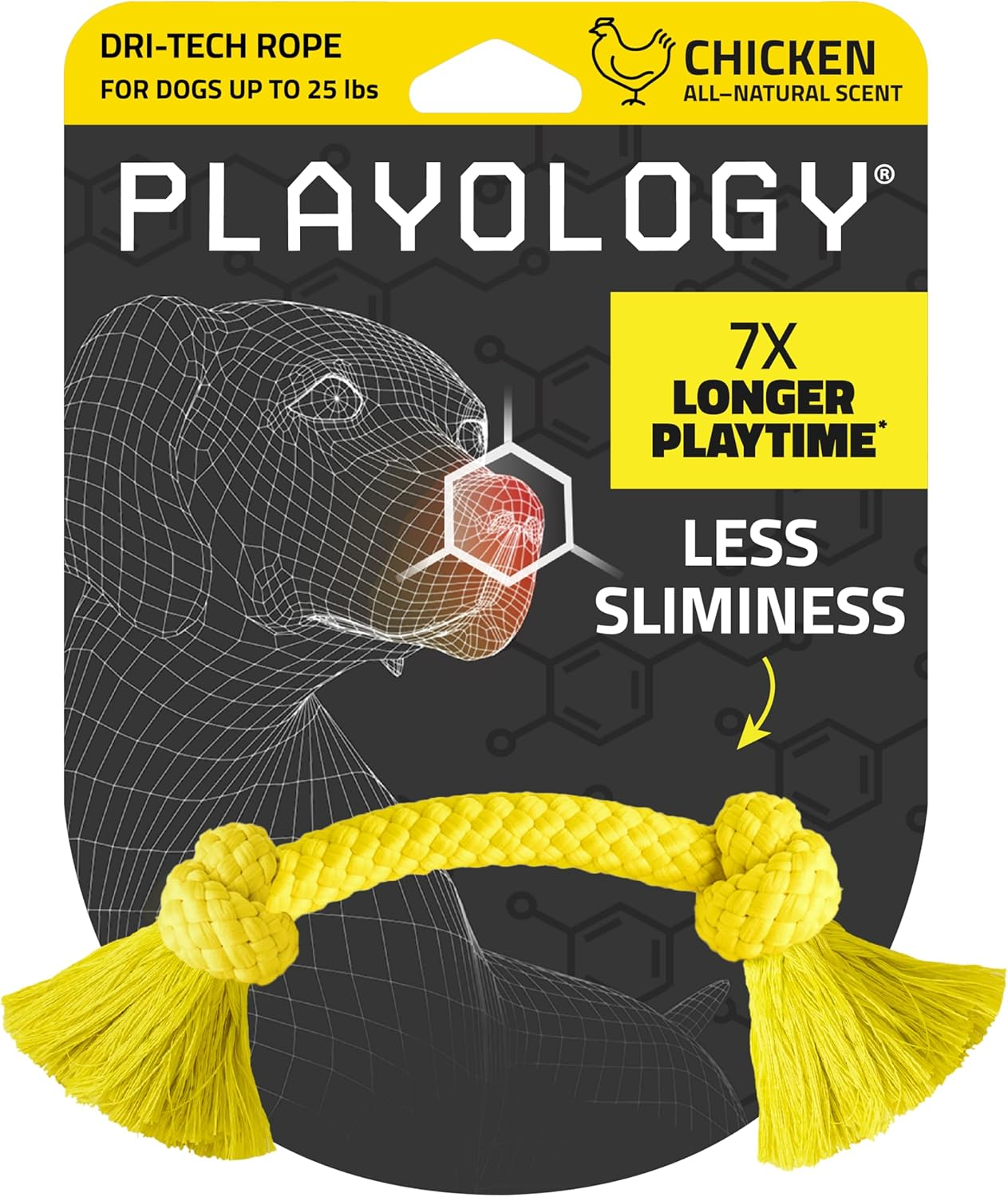 Playology Dri-Tech Rope Scented Dog Toy, Durable Fiber Technology Resists Tearing and Wicks Away Slobber, Cheddar Cheese (Medium)