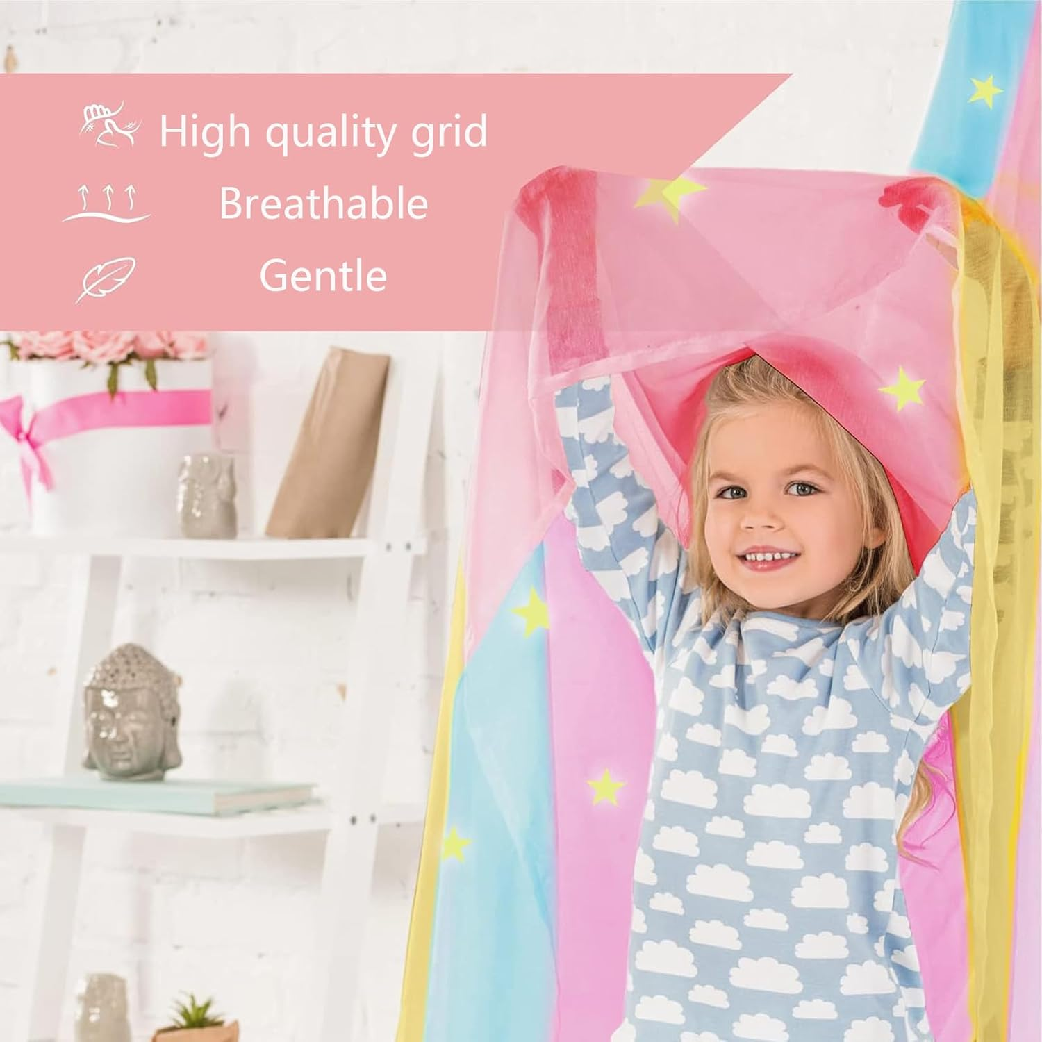 Purple Bed Canopy for Girls - Stars Shine Brightly, Bed Tent Suitable for Single or Twin Beds, Girls Room Decor, Princess Webroom Decoration image number 4