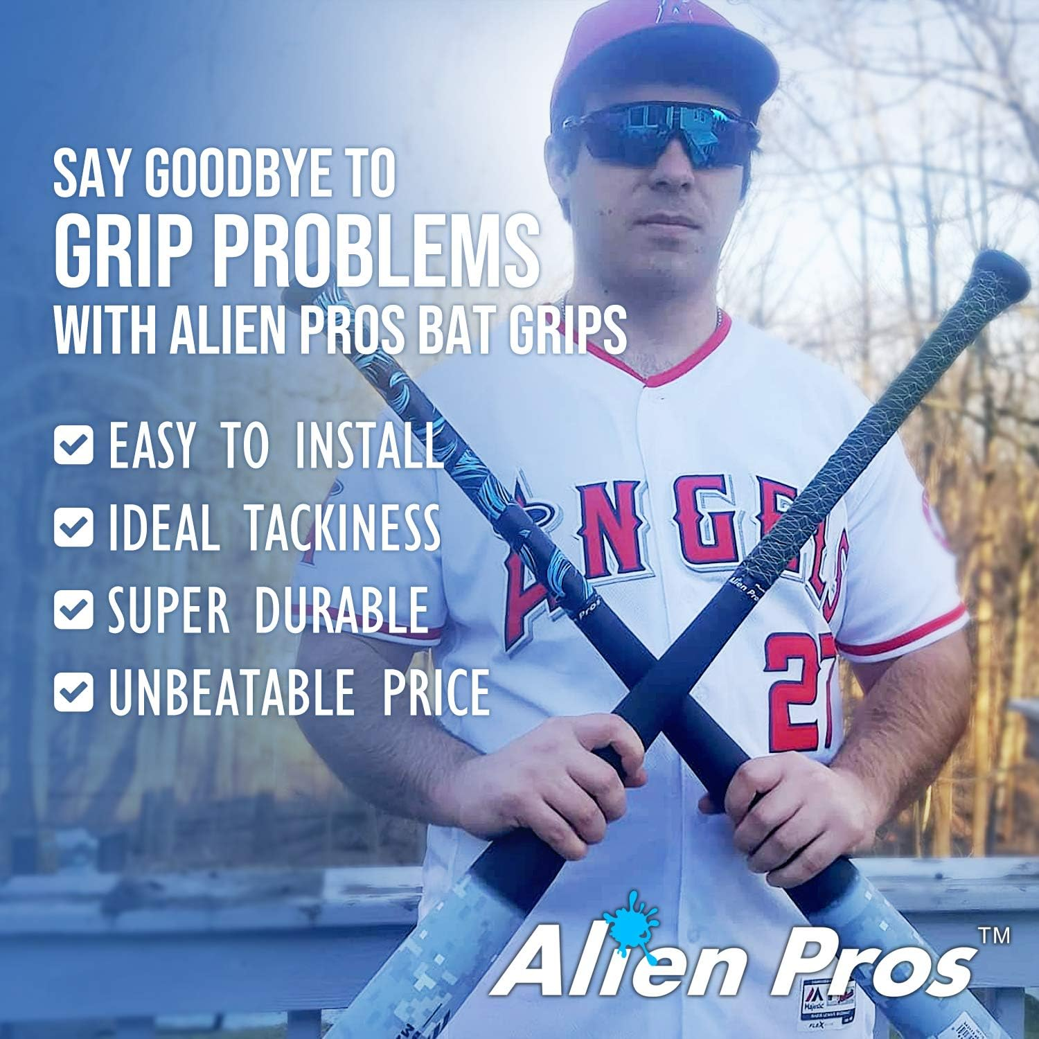 Alien Pros Bat Grip Tape for Baseball (2 Grips/4 Grips) &ndash; 1.1 Mm Precut and Pro Feel Bat Tape &ndash; for Old Baseball Bat Grip &ndash; Wrap Your Bat for an Epic Home Run (2 Grips/4 Grips)