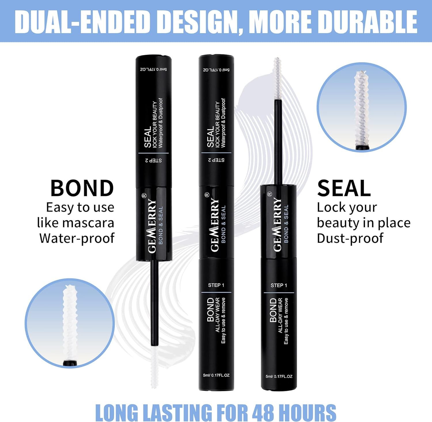 GEMERRY Lash Bond and Seal Eyelash Glue Cluster Lash Glue Clear Individual Lash Glue Lash Glue for DIY Eyelash Extensions Waterproof 48 Hours Longwear Latex-Free Overnight Beginner Friendly image number 5