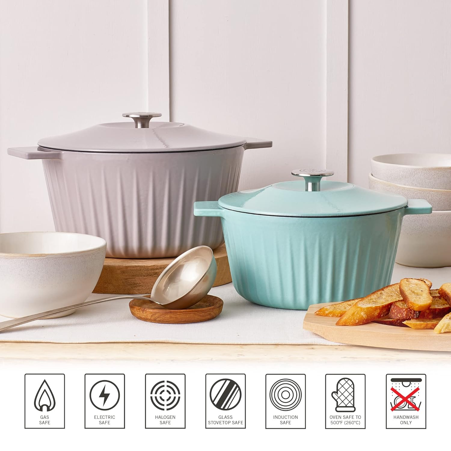 Martha Stewart Eastholm 3-Quart Enameled Cast Iron Dutch Oven - Martha Blue image number 4