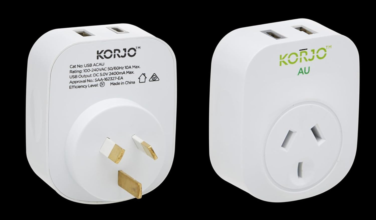 Korjo USB A&C & Power Adaptor - AU, White image number 1