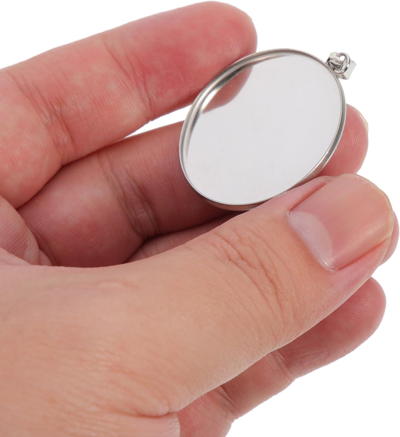 TEHAUX 20Pcs Stainless Steel round Pendant Trays Kit for DIY Jewelry Making, 30Mm Silver Bezel Settings for Neck Chains and Necklaces image number 5