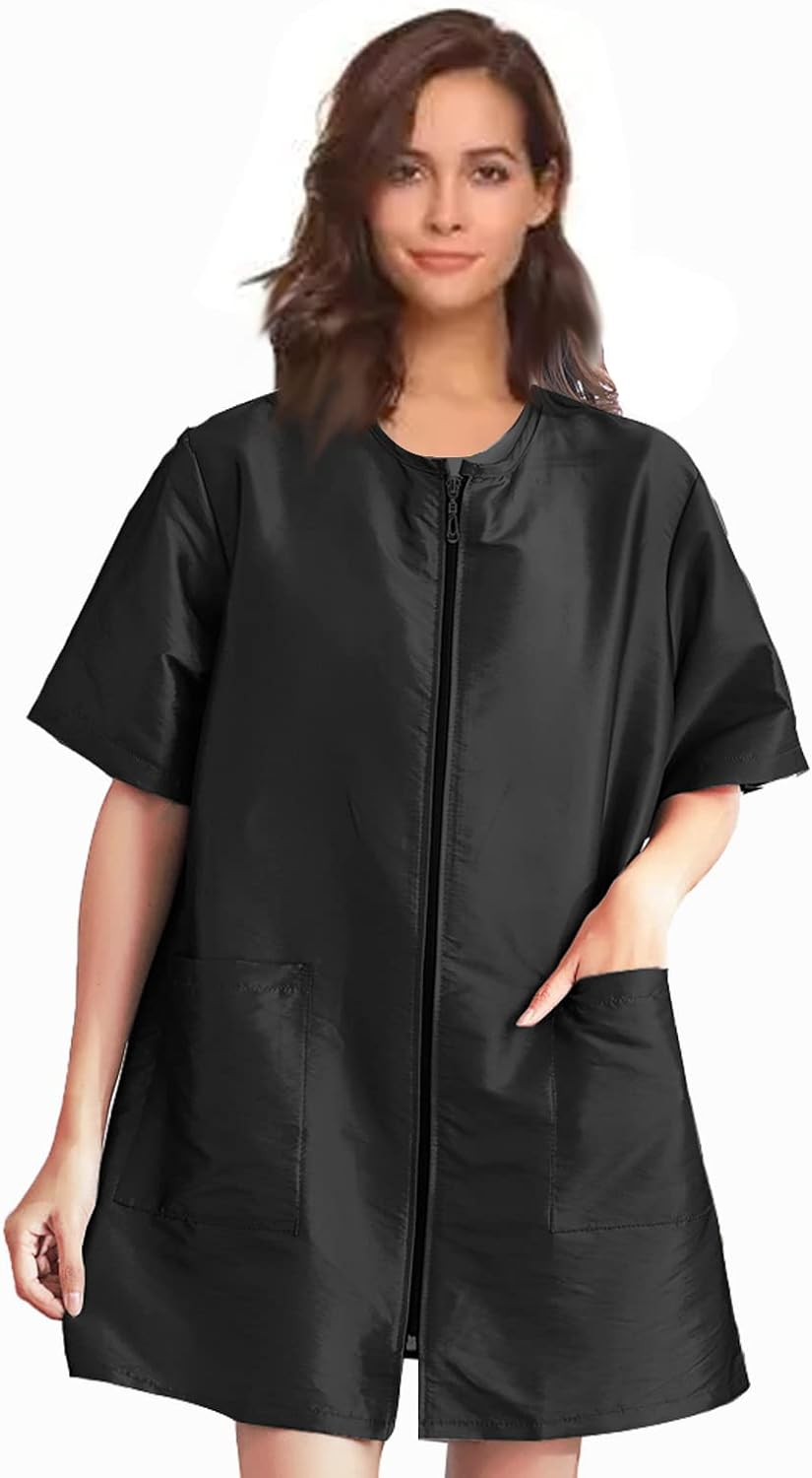 Gliitatu Full Ziper Grooming Smock Barber Smock Professional Pet Groomer Smock Cosmetologist Barber Smock (Medium) image number 6