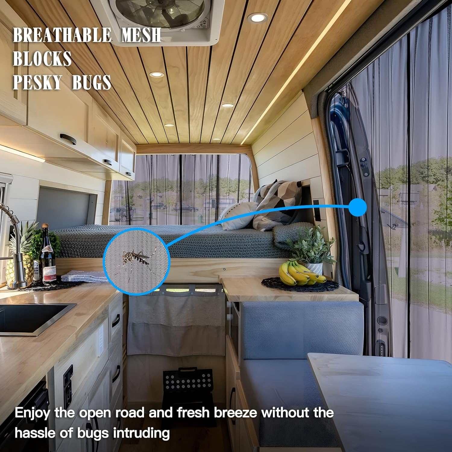ZATOOTO Van Bug Screen Magnetic Side Sliding Door Van Mesh Screen Curtain Easy to Install and Remove, Universal Magnetic Fly Screen for Mercedes Sprinter Motorhome Campervan, 83"(H) X 59"(W) image number 5