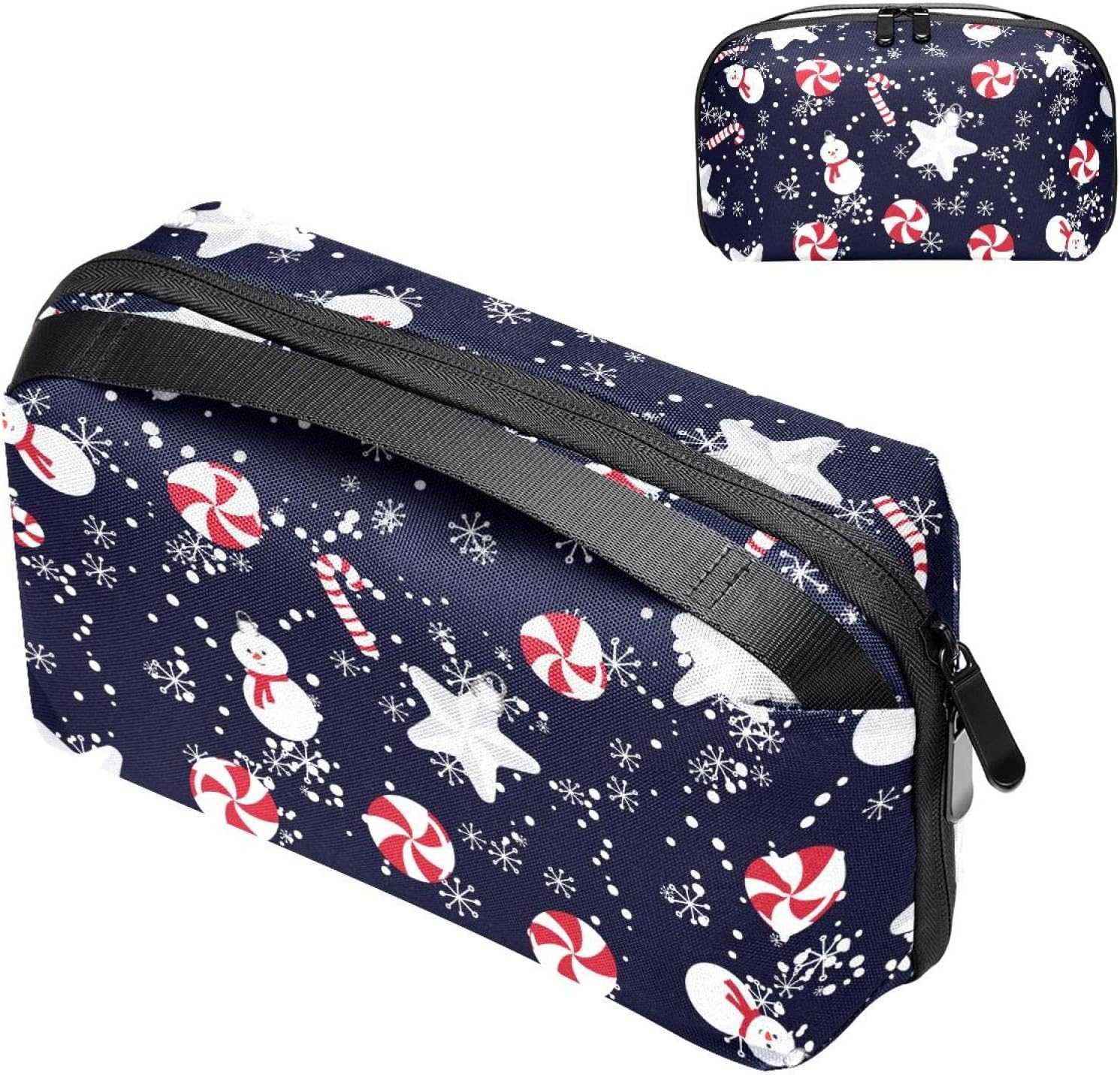 Makeup Bags for Women, Makeup Travel Bag, Waterproof Makeup Organizer Bag, Christmas Snowman Snowflakes Stars Vintage image number 5