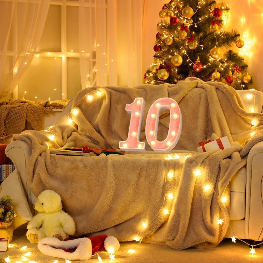 Light up Number,Pink Glitter Number 1 Sign, Night Lights, 21.8Cm LED Lighted Digit for Birthday Parties, Weddings, and Celebration Decor (1 Pack) image number 4